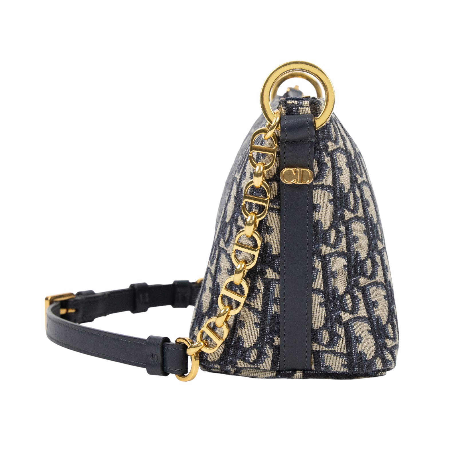 迪奧 CHRISTIAN DIOR Diorstar 附鏈帶 流浪包 S3202UTZQ 藍金帆布STAR HOBO包 防塵袋/購買證明