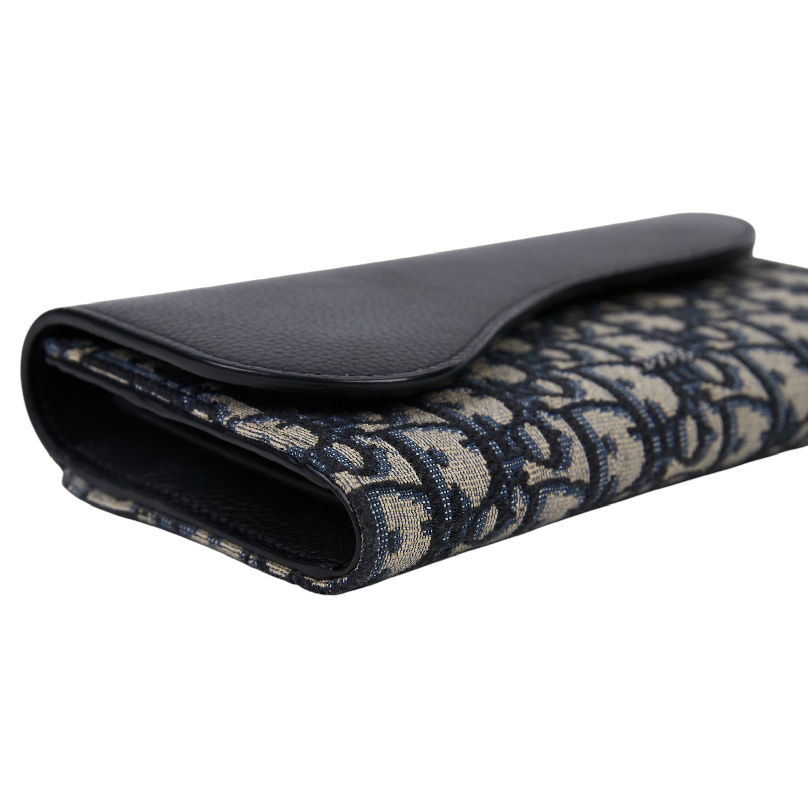 迪奧 CHRISTIAN DIOR Saddle 長夾 錢包 2ADBC321YKS 緹花搭配黑色粒面小牛皮Saddle長夾 原廠盒子/防塵袋/購買證明