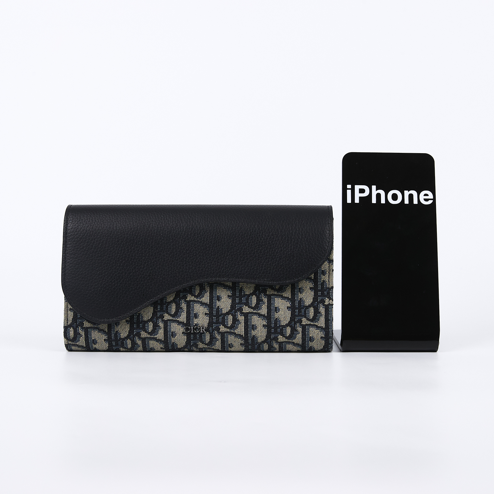 迪奧 CHRISTIAN DIOR Saddle 長夾 錢包 2ADBC321YKS 緹花搭配黑色粒面小牛皮Saddle長夾 原廠盒子/防塵袋/購買證明