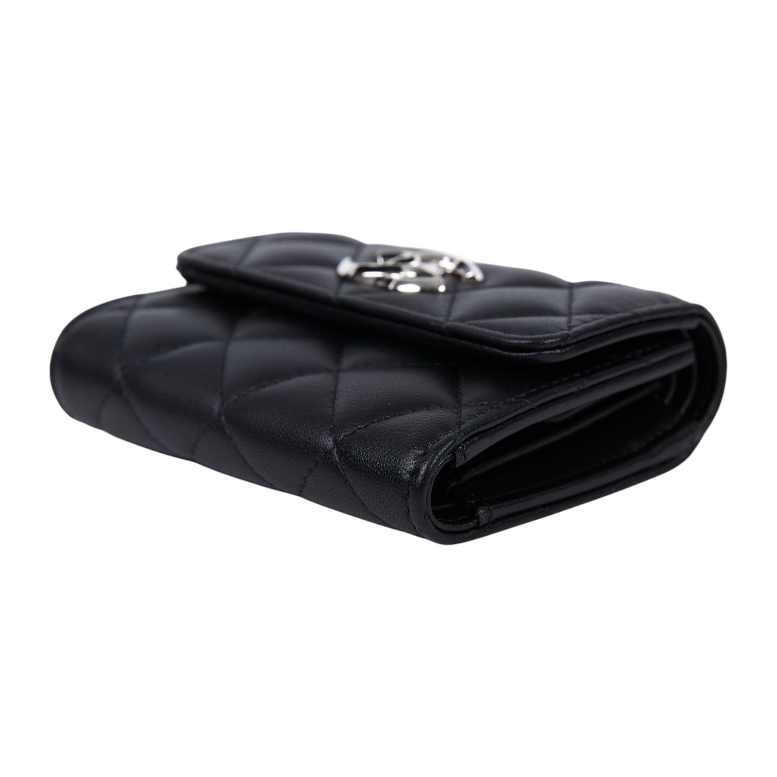 香奈兒 CHANEL CC 錢包 三折 短夾 AP2962 晶片款 黑羊銀雙C短夾 原廠盒子/防塵袋