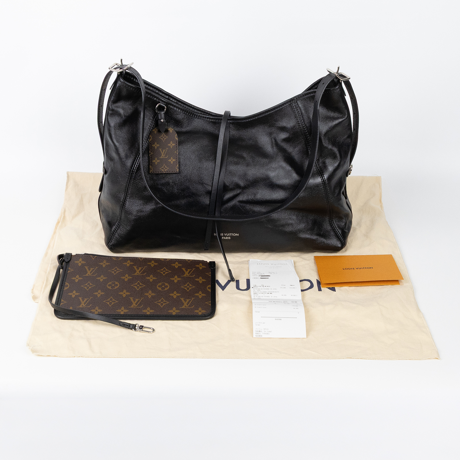 路易威登 LOUIS VUITTON CarryAll Vibe MM 手提 肩背包 黑色 M25143 晶片款  防塵袋/購買證明