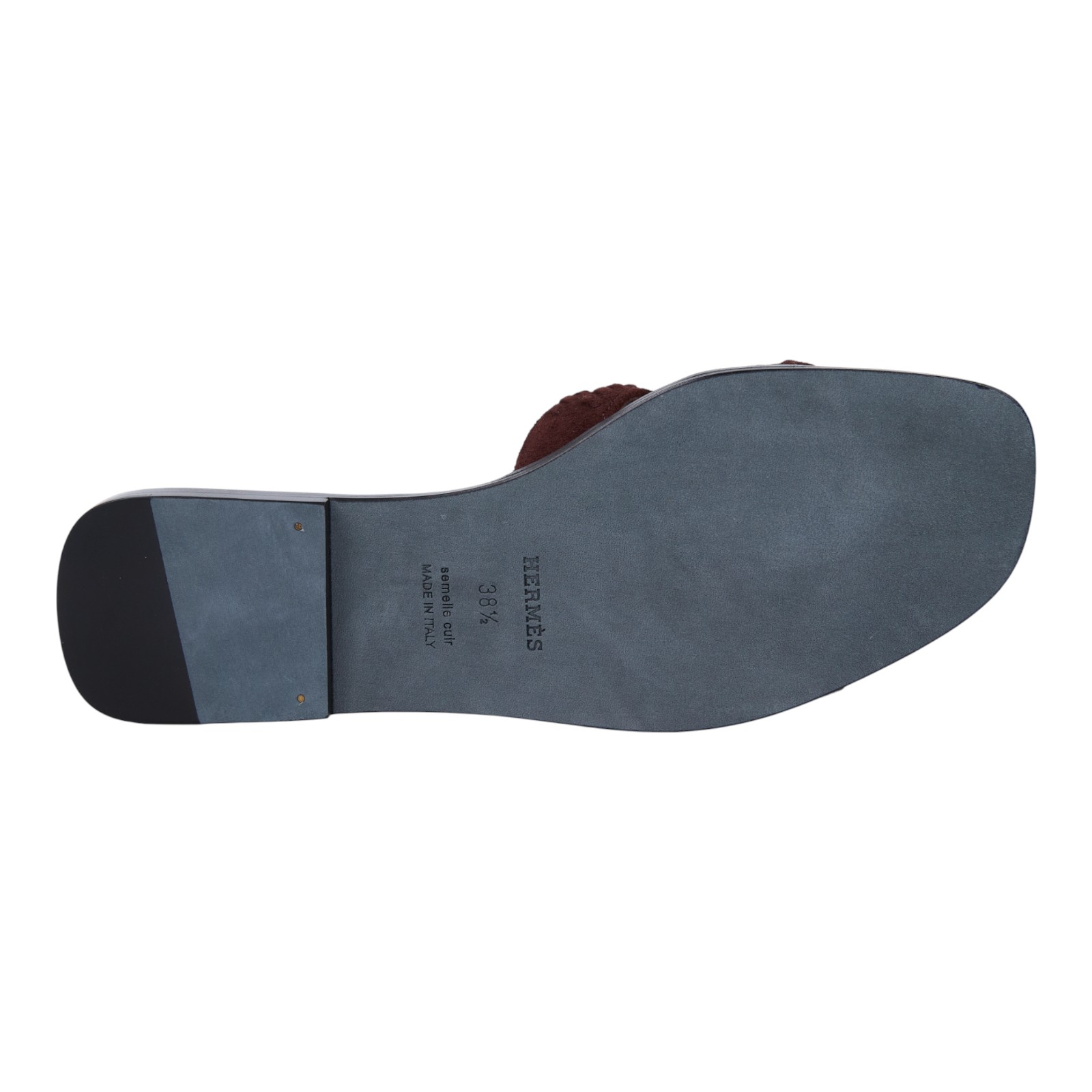 愛馬仕 Hermes Oran 涼鞋 朱紅色 H252179ZvD0385 /PE3.252179Z2505 麂皮深棕編織H拖鞋 原廠盒子/防塵袋