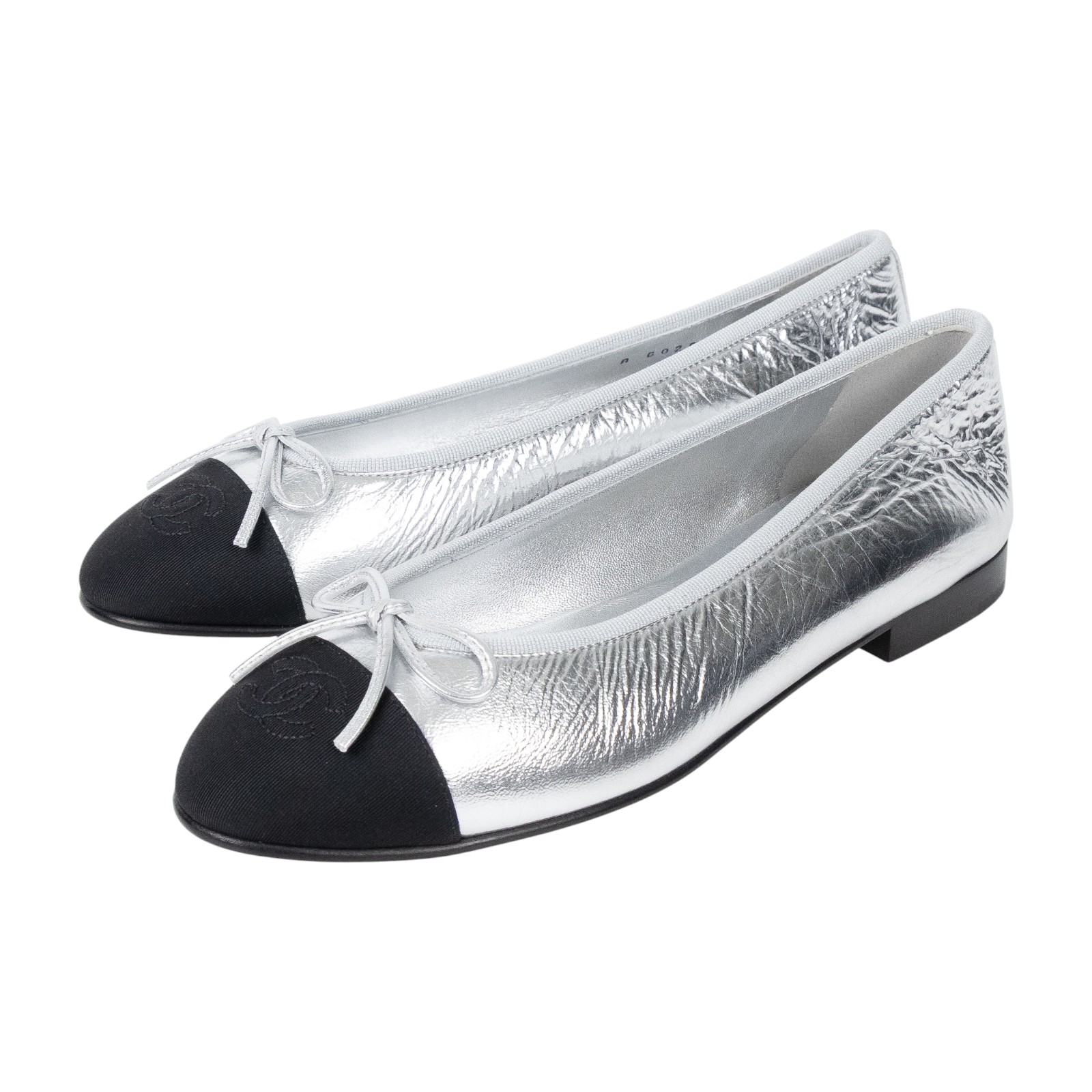 香奈兒 CHANEL 娃娃鞋 平底鞋 G02819_38 銀色芭蕾舞鞋 原廠盒子/防塵袋