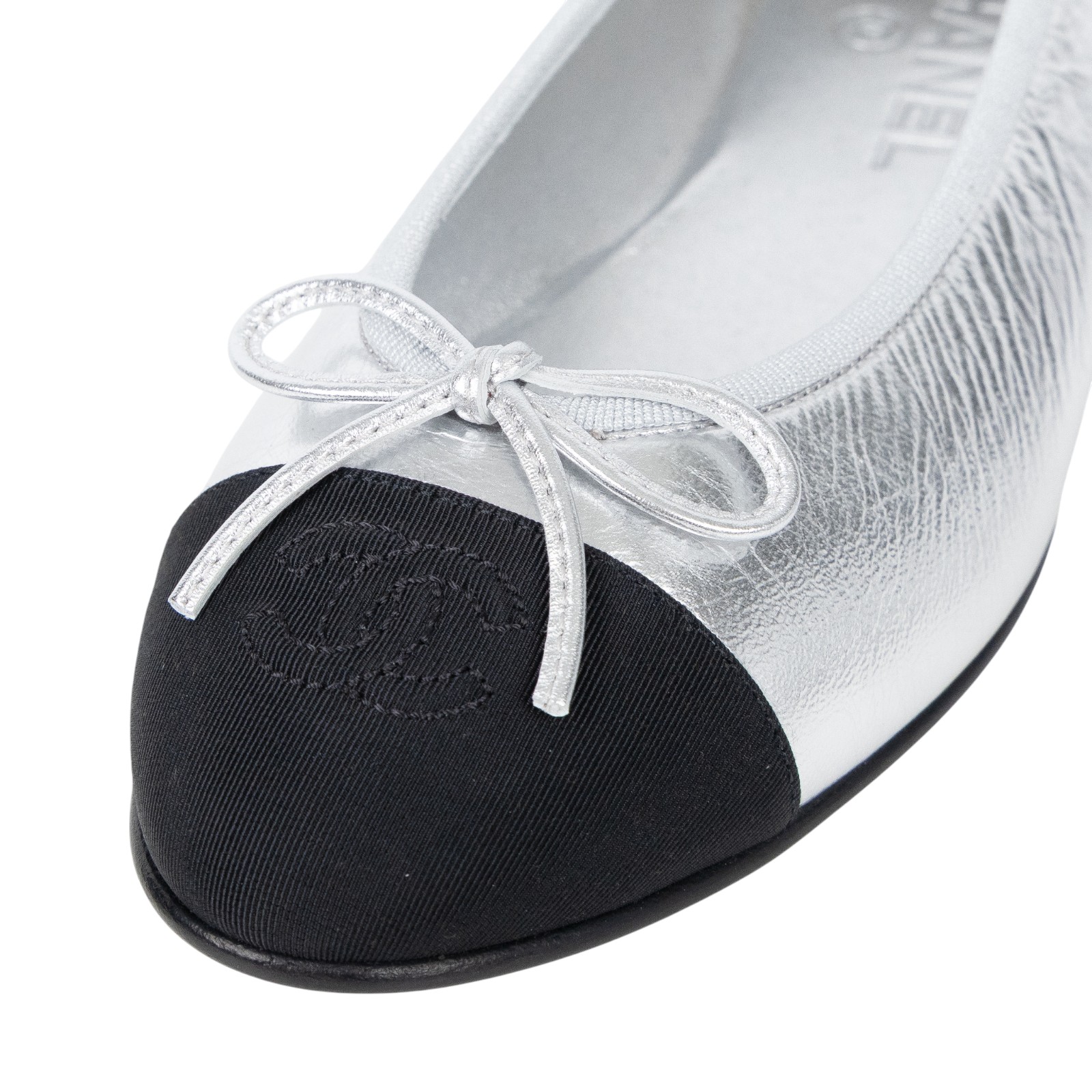 香奈兒 CHANEL 娃娃鞋 平底鞋 G02819_38 銀色芭蕾舞鞋 原廠盒子/防塵袋