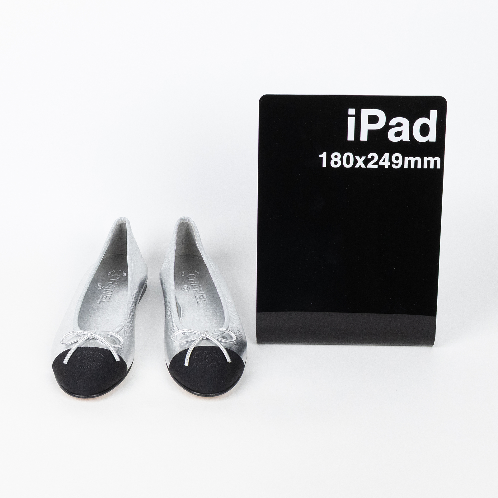 香奈兒 CHANEL 娃娃鞋 平底鞋 G02819_38 銀色芭蕾舞鞋 原廠盒子/防塵袋