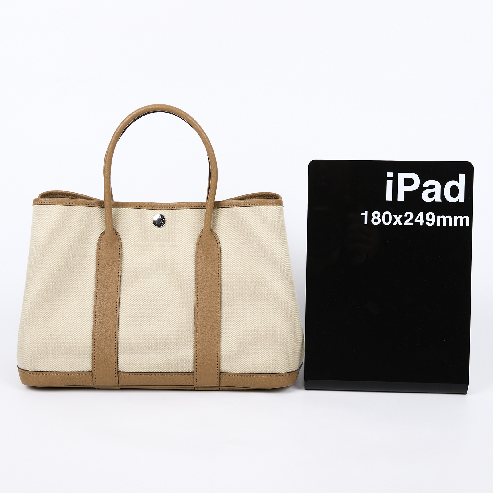 愛馬仕 Hermes Garden Party 花園派對包 30 銀色五金 冰川白 餅乾色 H069573CKBN /  原廠盒子/防塵袋/購買證明