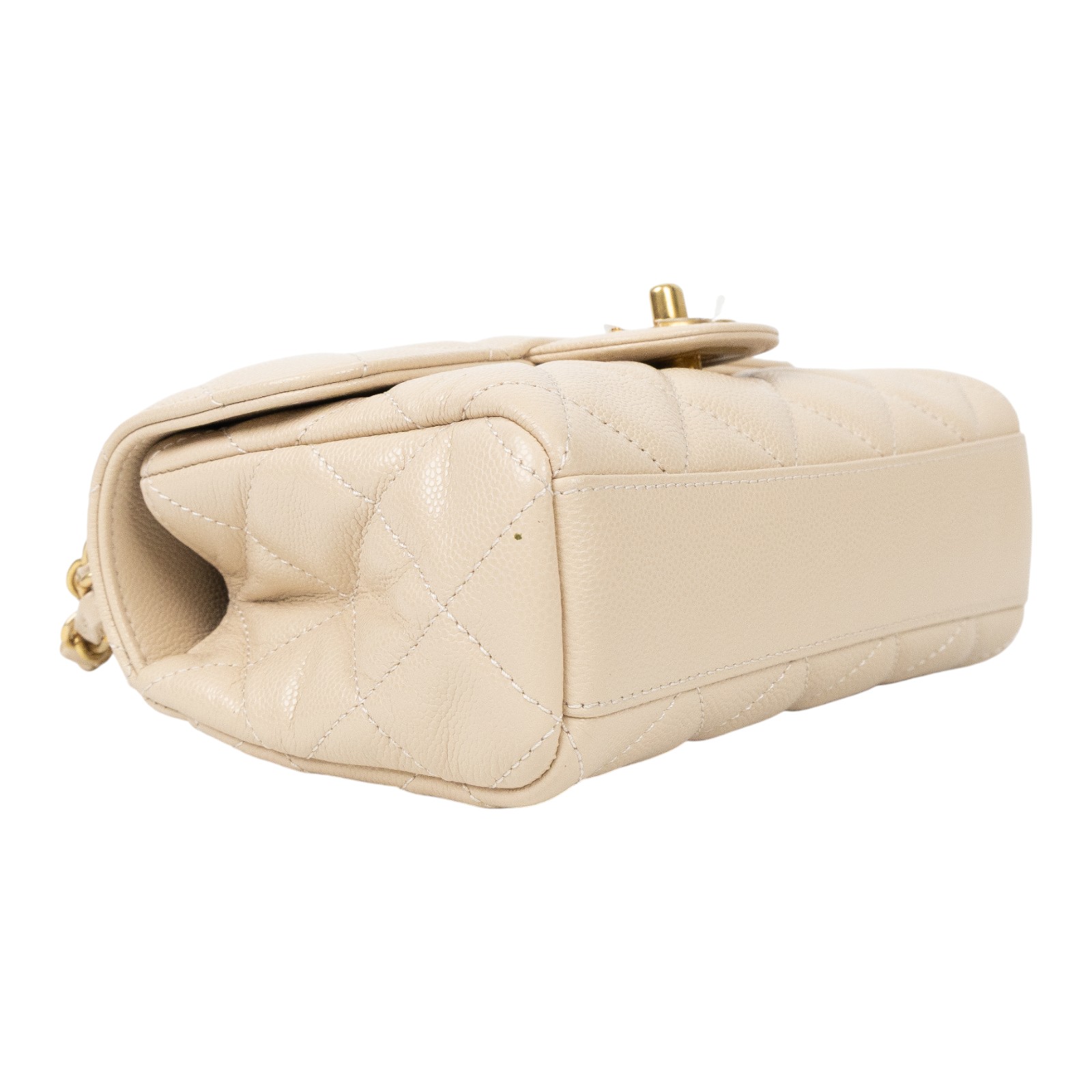 香奈兒 CHANEL CF mini 口蓋包 斜背包 AS5239 晶片款 奶茶荔枝金扣雙金鍊包 防塵袋