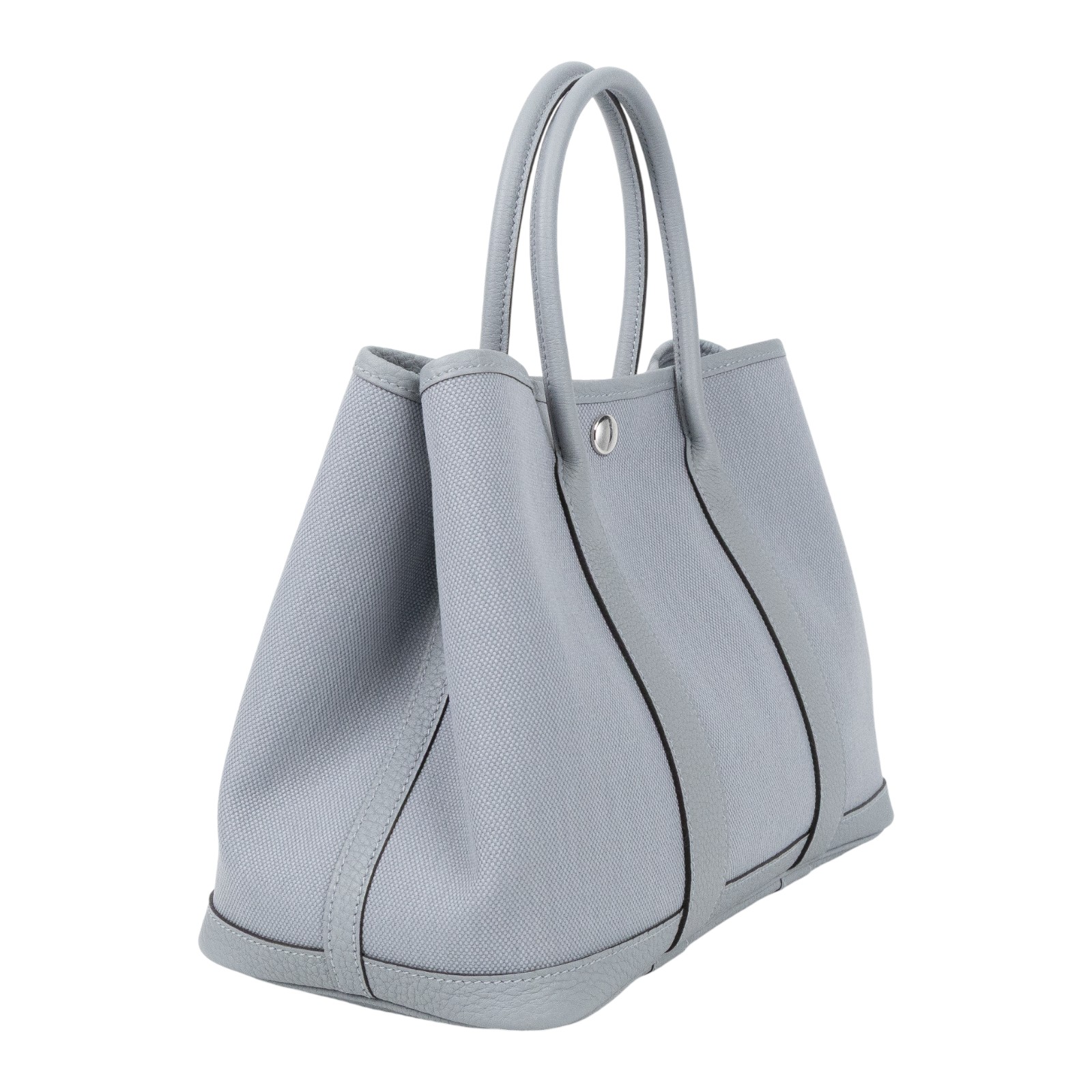 愛馬仕 Hermes Garden Party 花園派對包 30 銀色五金 木偶灰 H069573CKDG / K刻木偶灰帆布GP30 原廠盒子/防塵袋