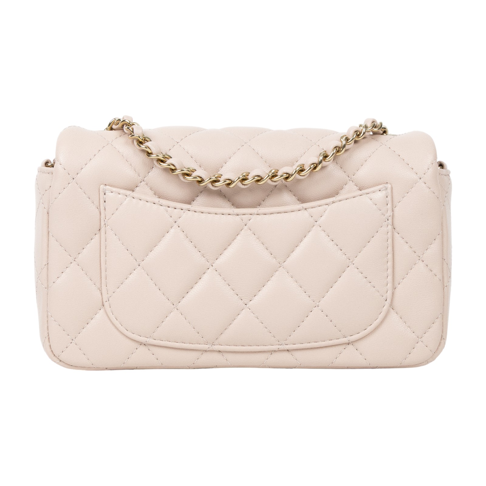 香奈兒 CHANEL Mini CF 口蓋包 斜背包 AS5219 晶片款 淡金粉羊皮掀蓋18CM 原廠盒子/防塵袋