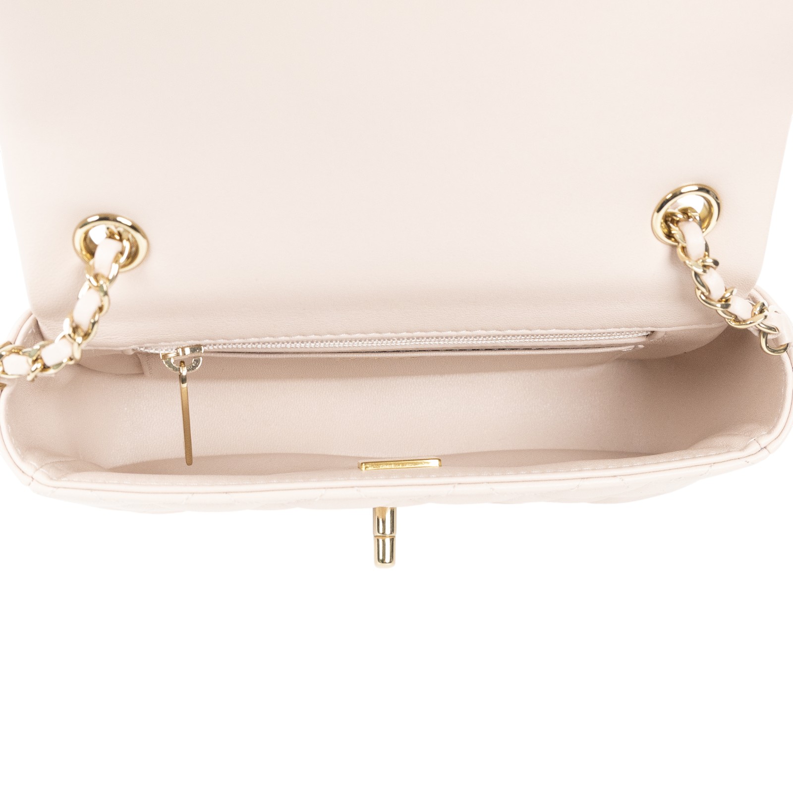 香奈兒 CHANEL Mini CF 口蓋包 斜背包 AS5219 晶片款 淡金粉羊皮掀蓋18CM 原廠盒子/防塵袋