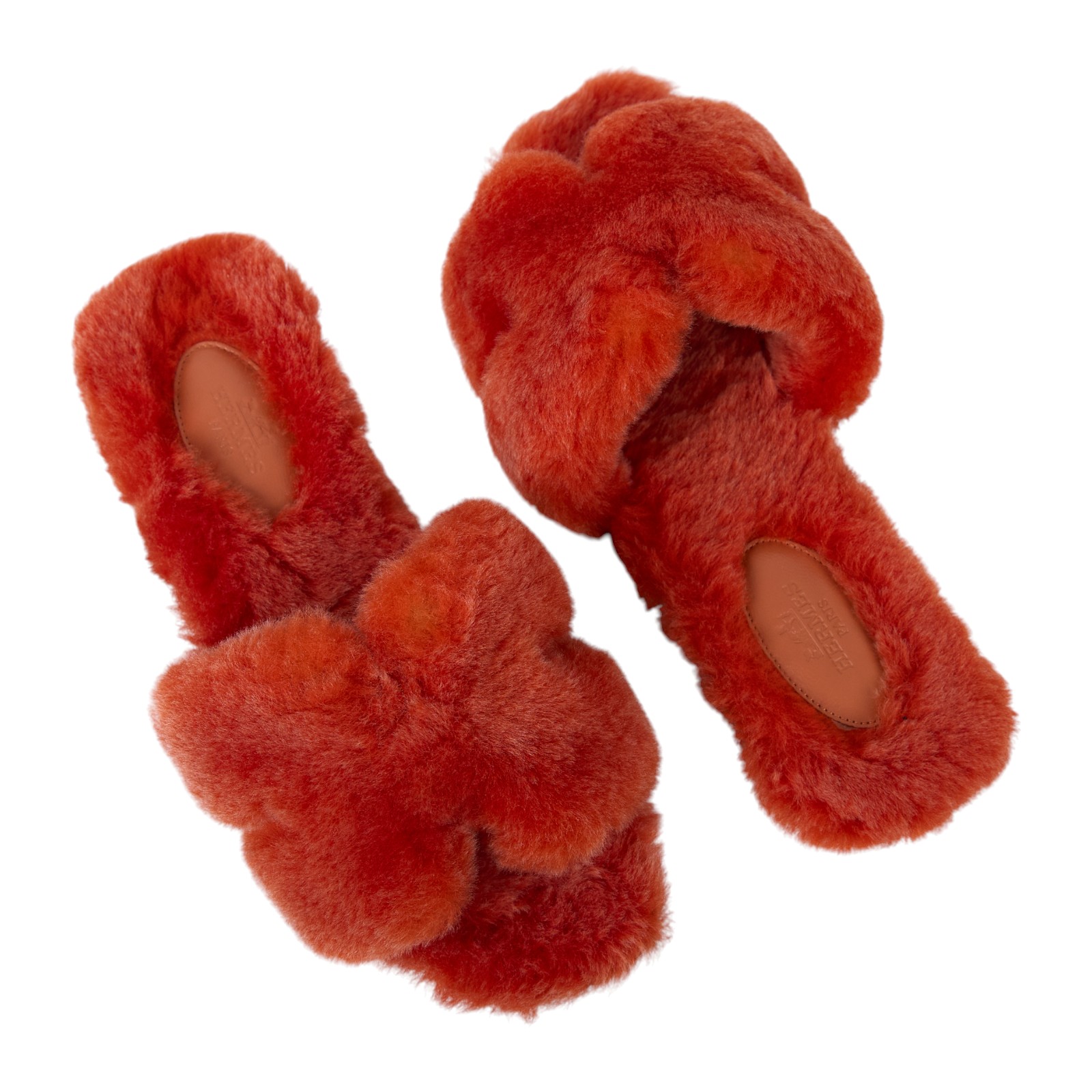 愛馬仕 Hermes Oran 涼鞋 H231288ZvGS370 /231288ZH 橘毛毛H拖鞋 原廠盒子/防塵袋