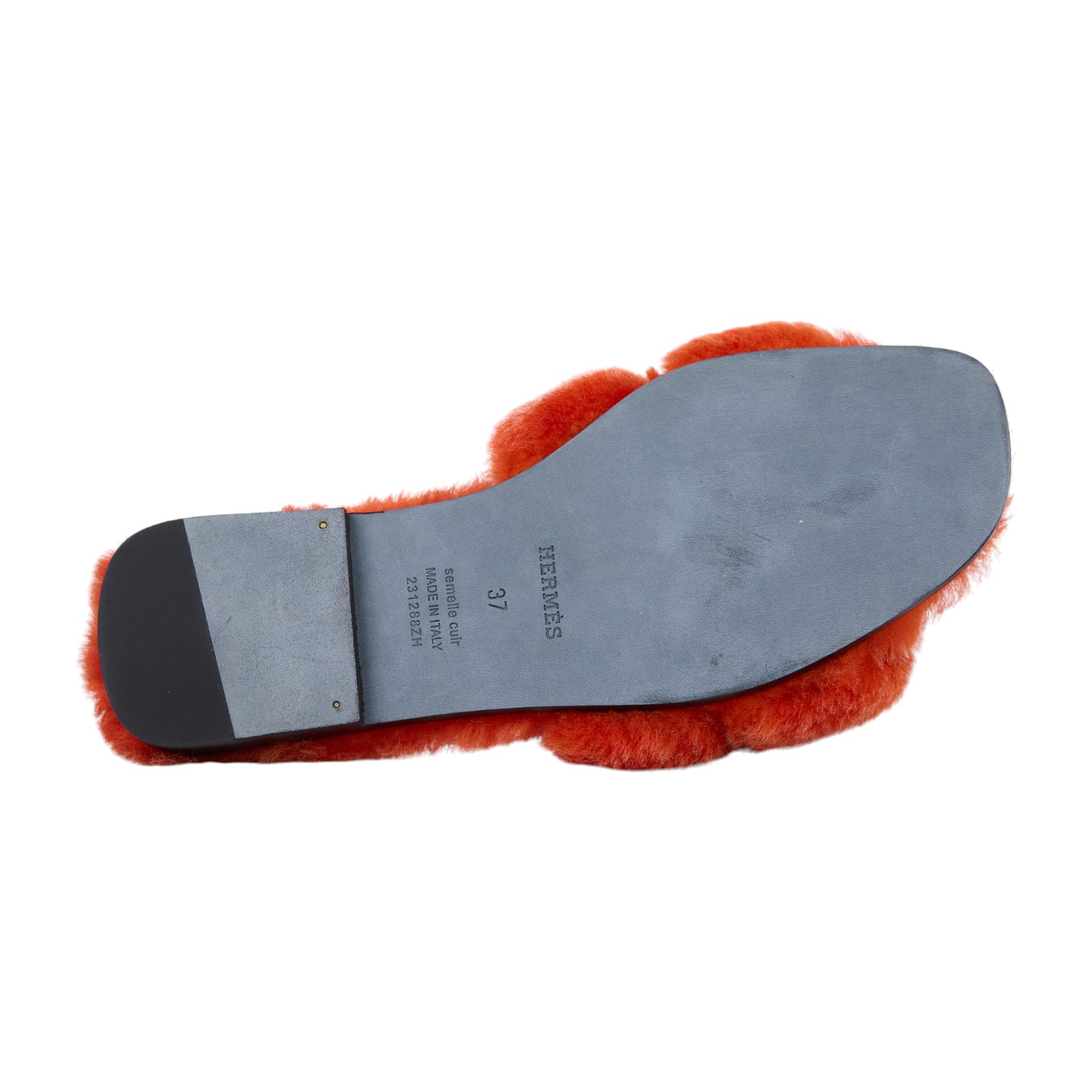 愛馬仕 Hermes Oran 涼鞋 H231288ZvGS370 /231288ZH 橘毛毛H拖鞋 原廠盒子/防塵袋