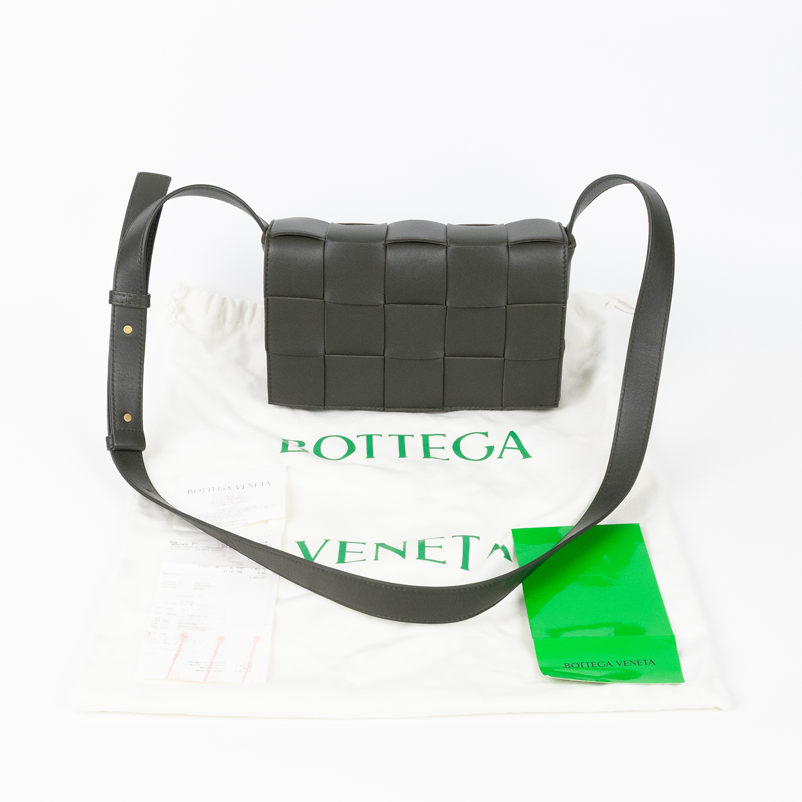 寶緹嘉 BOTTEGA VENETA Cassette 斜挎包 578004VMAY1 墨綠色CASSETTE 防塵袋/購買證明
