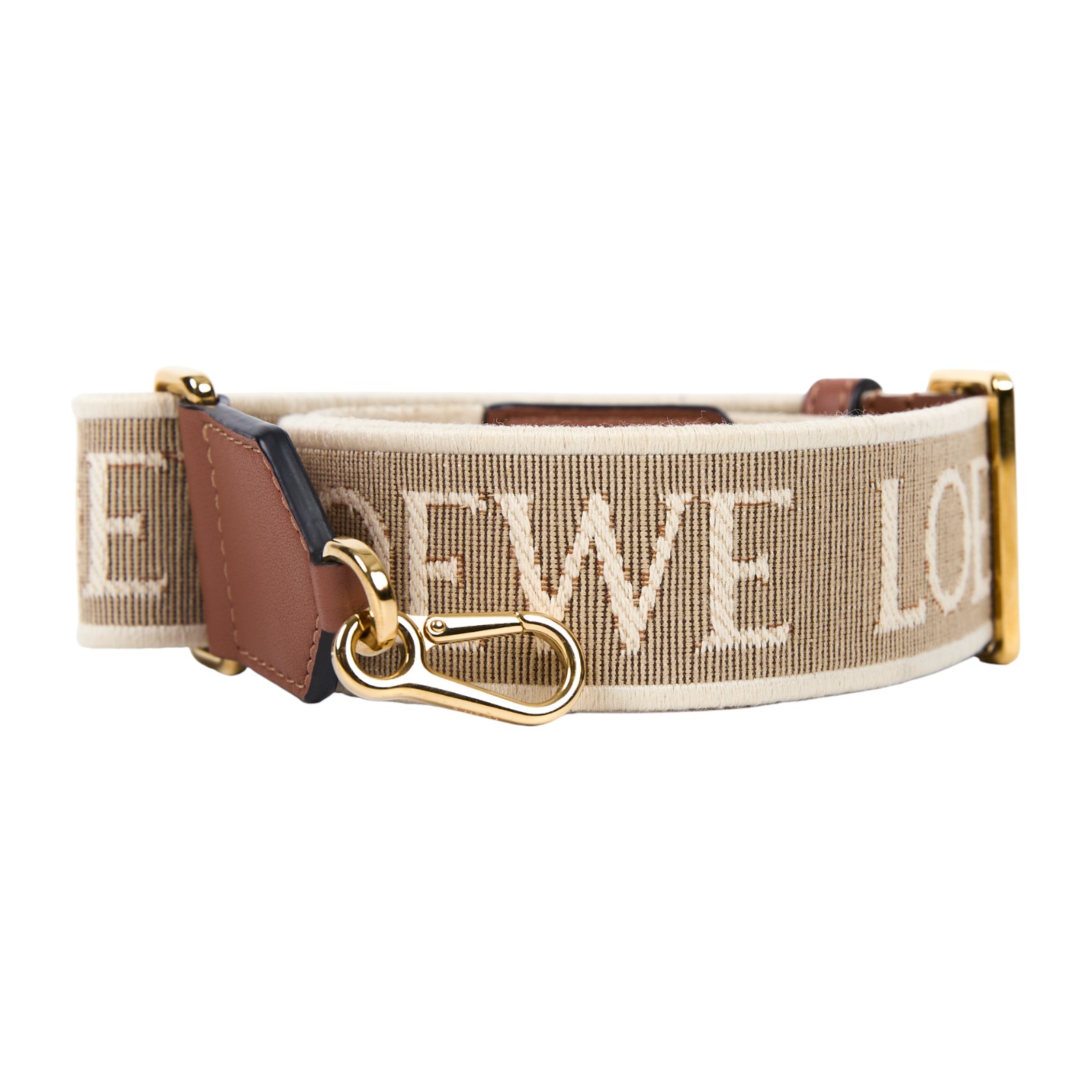 羅意威 LOEWE 緹花織 小牛皮 Anagram 肩帶 C073T87X01 卡其LOGO刺繡背帶 原廠盒子/防塵袋