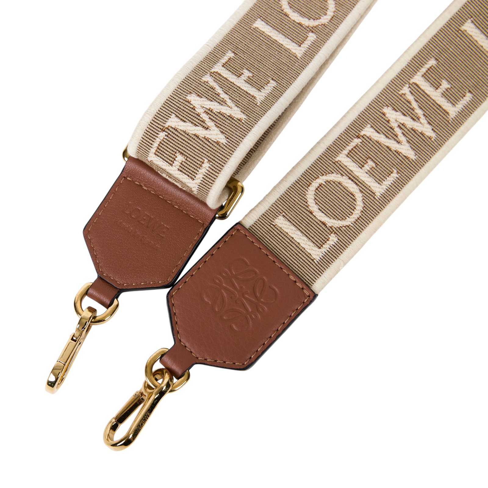 羅意威 LOEWE 緹花織 小牛皮 Anagram 肩帶 C073T87X01 卡其LOGO刺繡背帶 原廠盒子/防塵袋