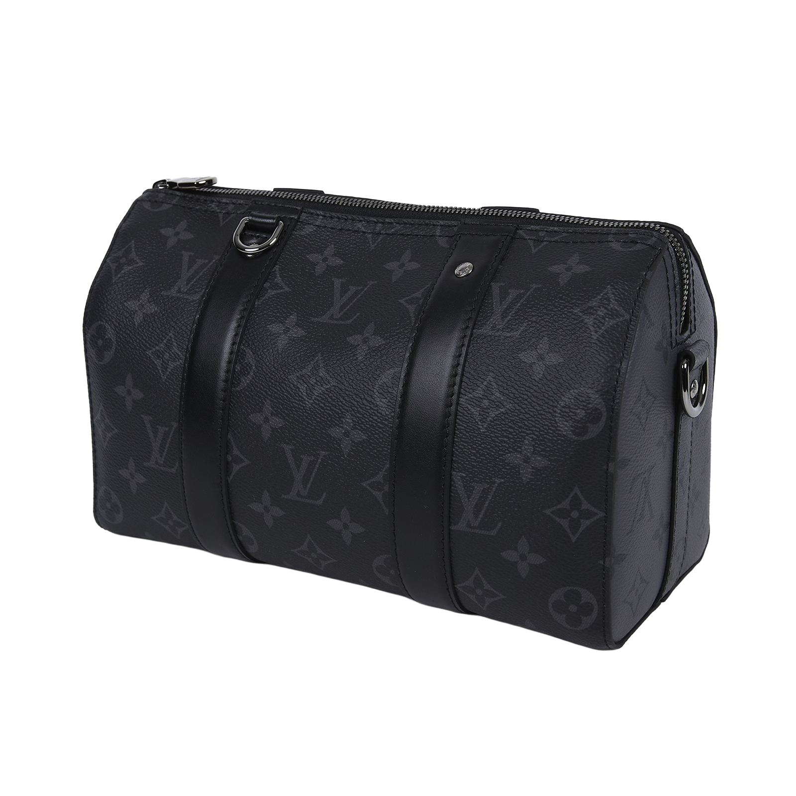 路易威登 LOUIS VUITTON City Keepall Eclipse帆布 拉鍊 斜背包 黑色 M45936 晶片款  原廠盒子/防塵袋/購買證明