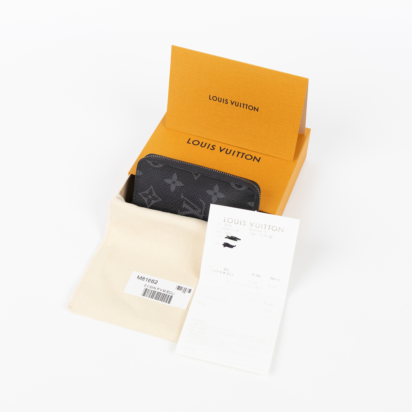 路易威登 LOUIS VUITTON Eclipse 錢包 卡夾 M81662 晶片款 黑原花拉鍊零錢卡包 原廠盒子/防塵袋/購買證明