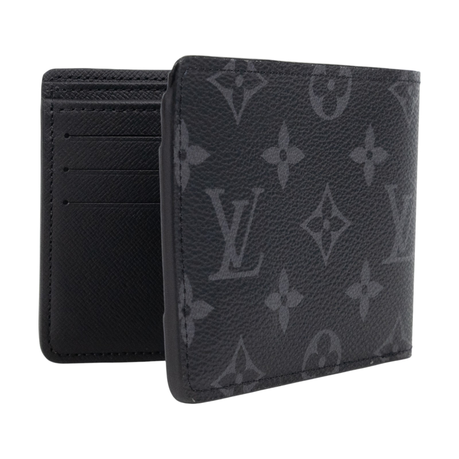 路易威登 LOUIS VUITTON Multiple Eclipse帆布 錢包 短夾 M61695 晶片款 黑原花二折短夾 原廠盒子/防塵袋/購買證明