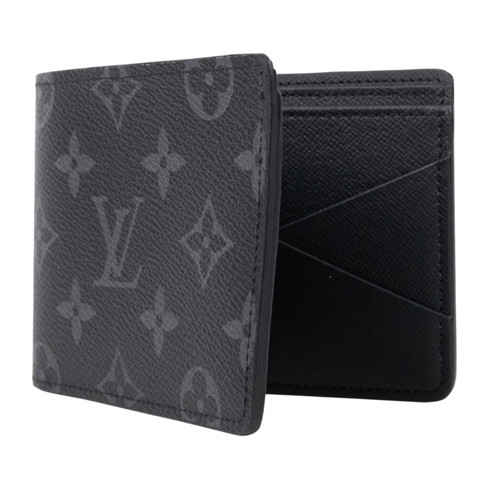 路易威登 LOUIS VUITTON Multiple Eclipse帆布 錢包 短夾 M61695 晶片款 黑原花二折短夾 原廠盒子/防塵袋/購買證明