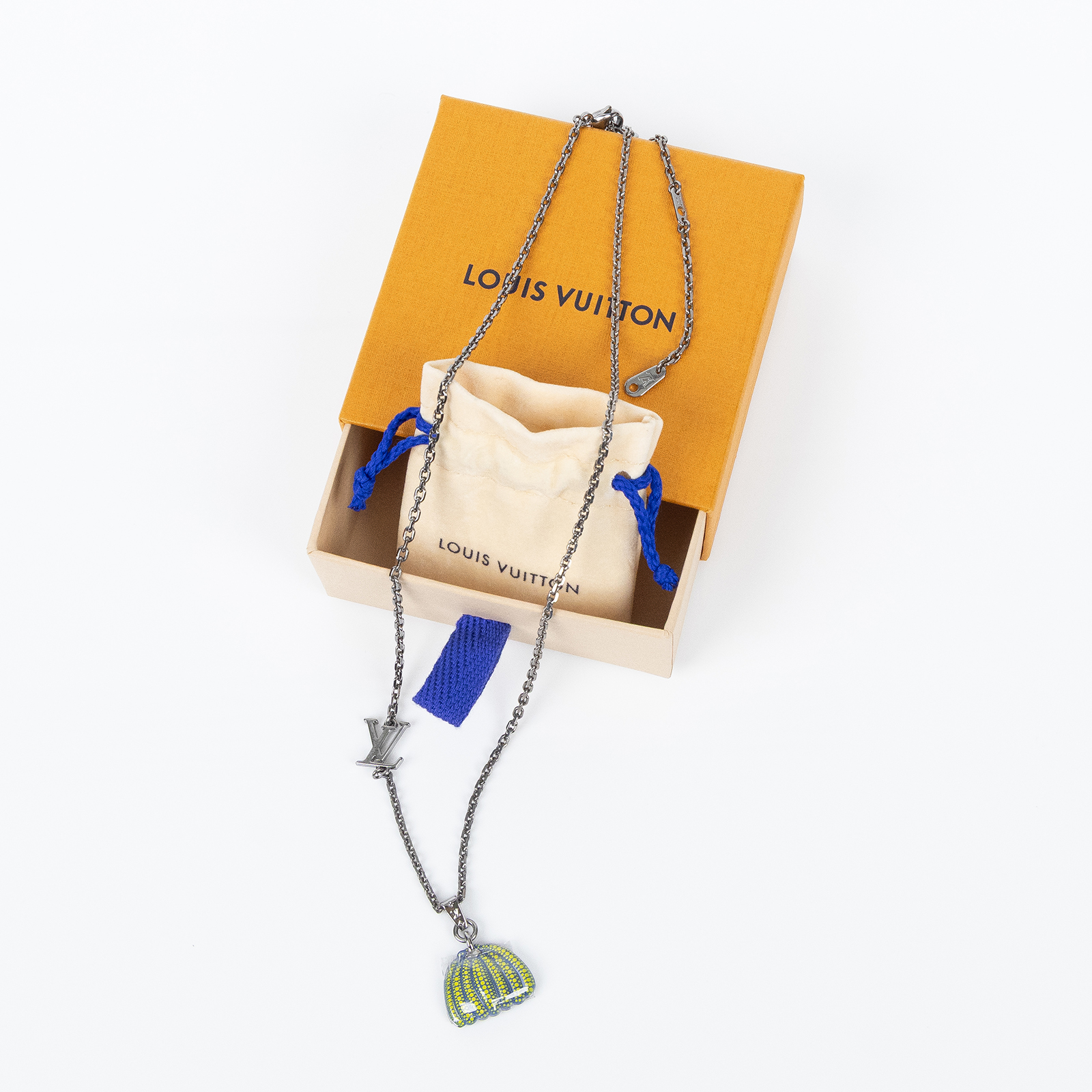 路易威登 LOUIS VUITTON LV x YK Pumpkin 草間彌生 項鍊 M01139 草間彌生藍黃南瓜項鍊 原廠盒子/防塵袋