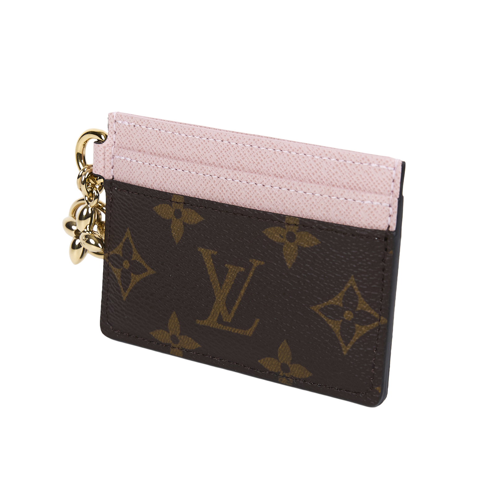 路易威登 LOUIS VUITTON LV Charms 名片夾 帆布 粉紅色 M82739 晶片款 棕原花拚粉Charms 名片夾 原廠盒子/防塵袋/購買證明