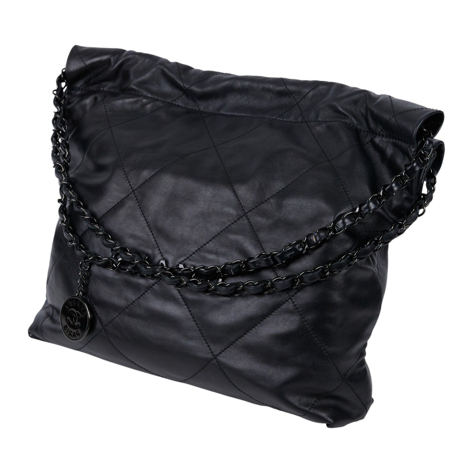 香奈兒 CHANEL 22 小型 束口包 AS3260 B09220 晶片款 黑SO BLACK 22包 小號 原廠盒子/防塵袋/購買證明/內袋