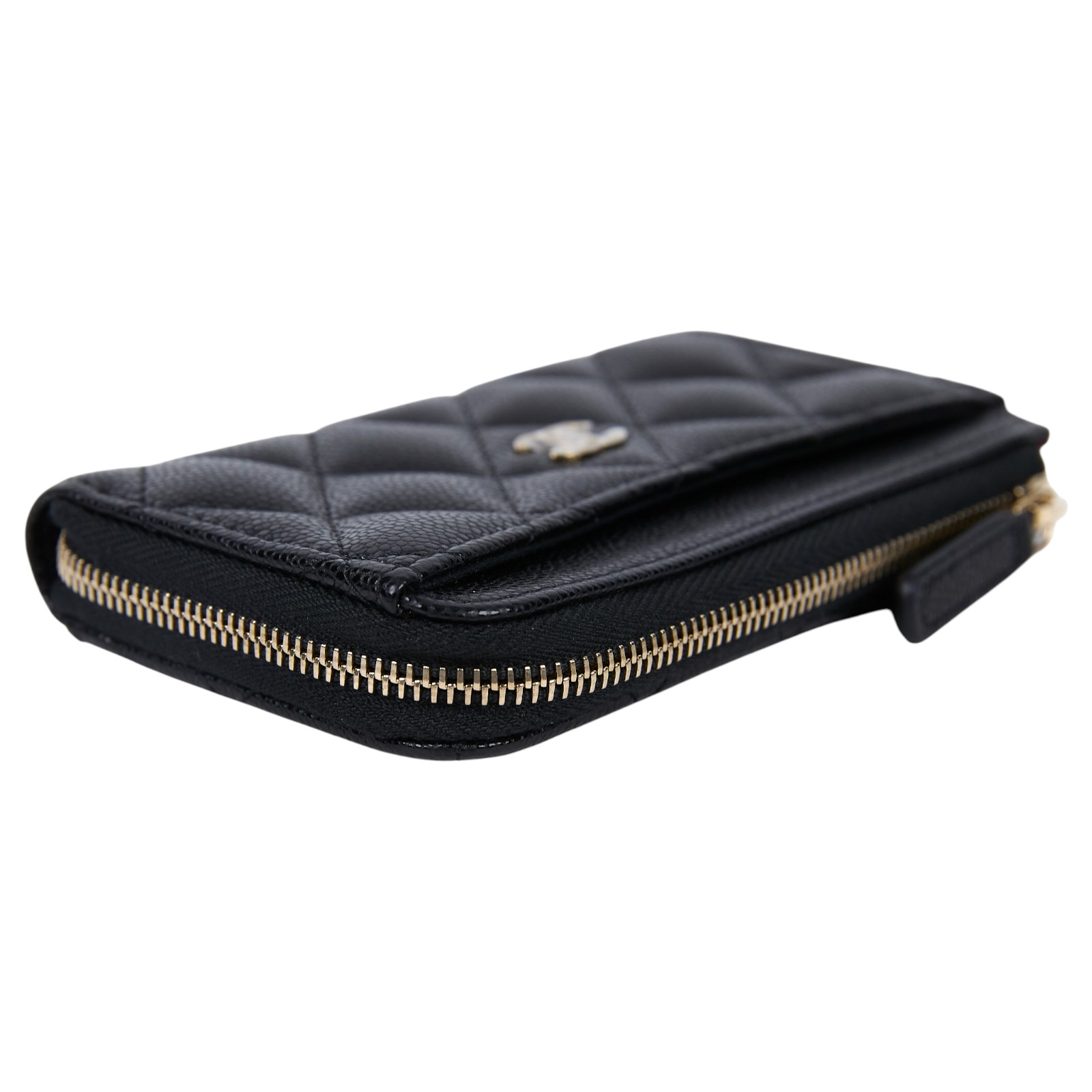 香奈兒 CHANEL CC logo 菱格紋 拉鍊 卡夾 零錢包 AP3179 B10583 晶片款 黑荔枝L拉鍊卡包 原廠盒子/購買證明影本