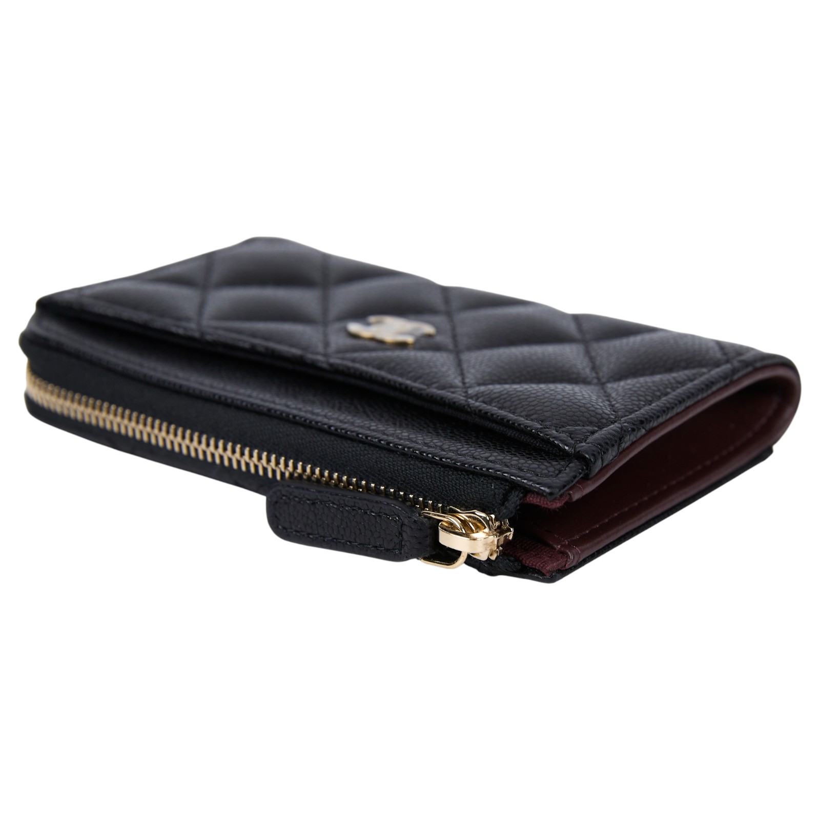 香奈兒 CHANEL CC logo 菱格紋 拉鍊 卡夾 零錢包 AP3179 B10583 晶片款 黑荔枝L拉鍊卡包 原廠盒子/購買證明影本