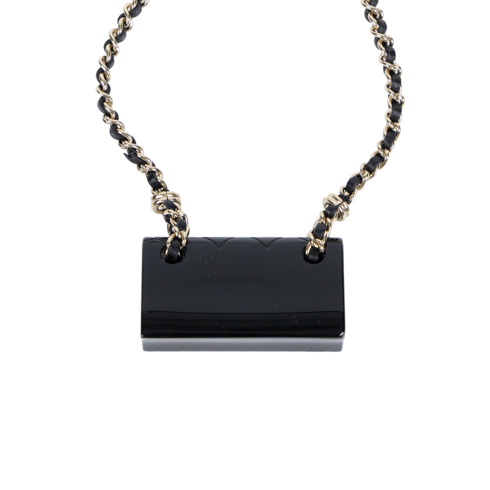 香奈兒 CHANEL CF 項鍊 B23 C 黑CF包包皮穿鍊項鍊 內襯