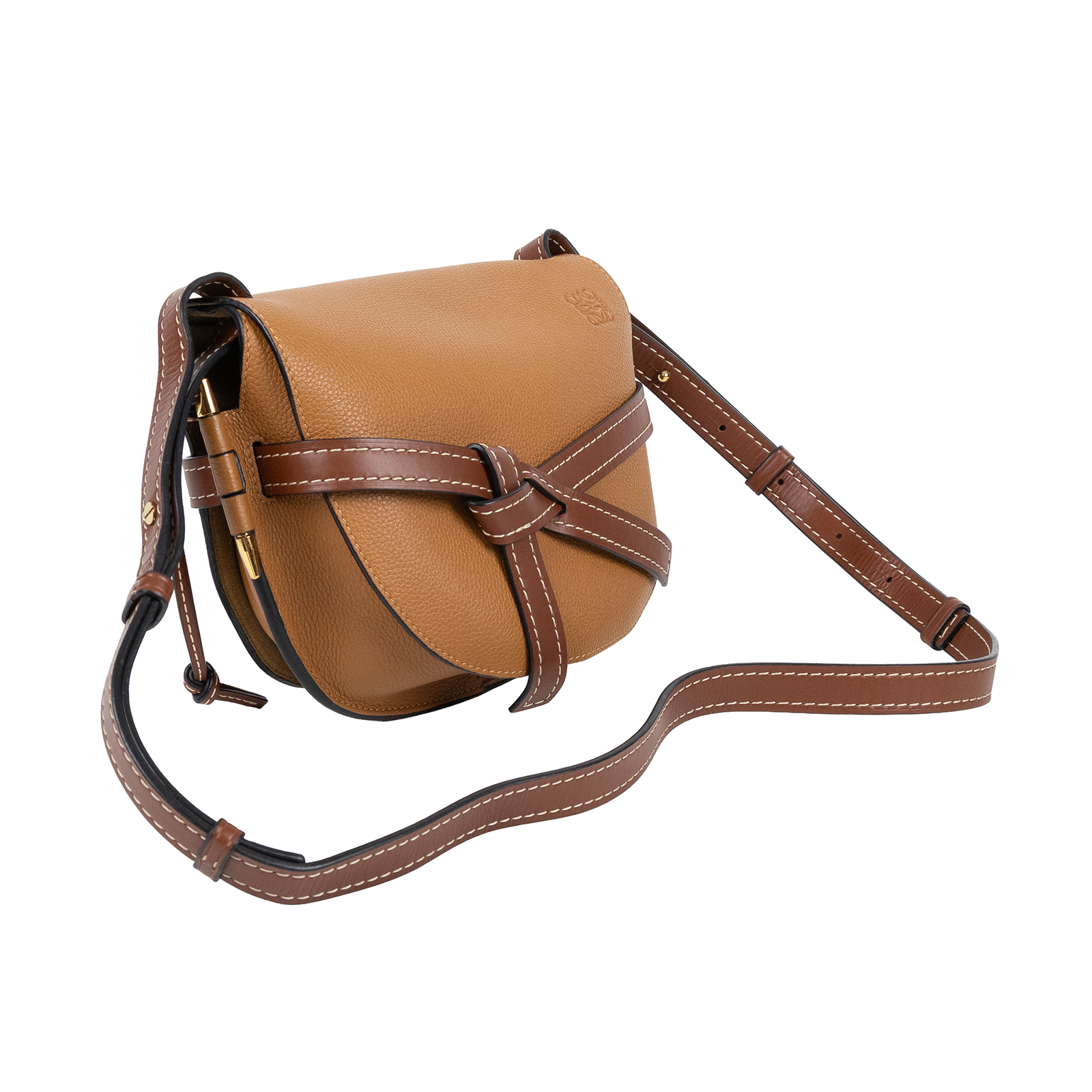 羅意威 LOEWE Small Gate bag 小型 小牛皮 肩背包 321.12.T20 焦糖GATE SMALL 防塵袋