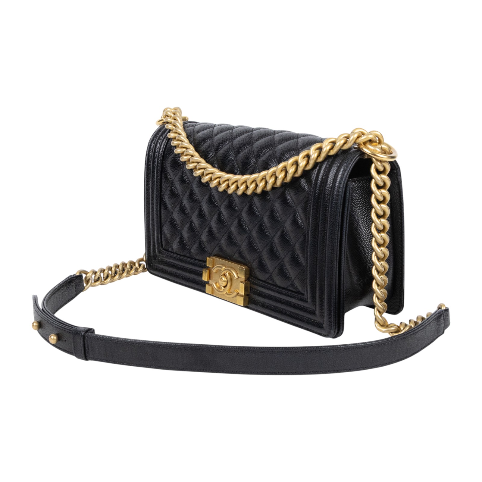 香奈兒 CHANEL Boy 25 口蓋包 A67086 晶片款 黑荔枝金扣BOY25 原廠盒子防塵袋