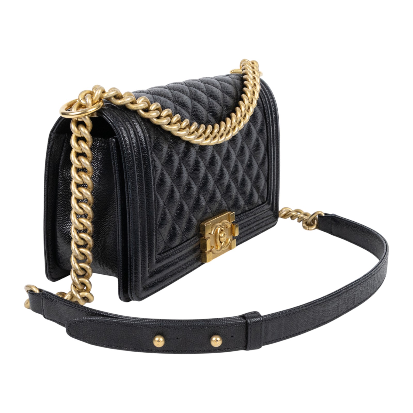 香奈兒 CHANEL Boy 25 口蓋包 A67086 晶片款 黑荔枝金扣BOY25 原廠盒子防塵袋