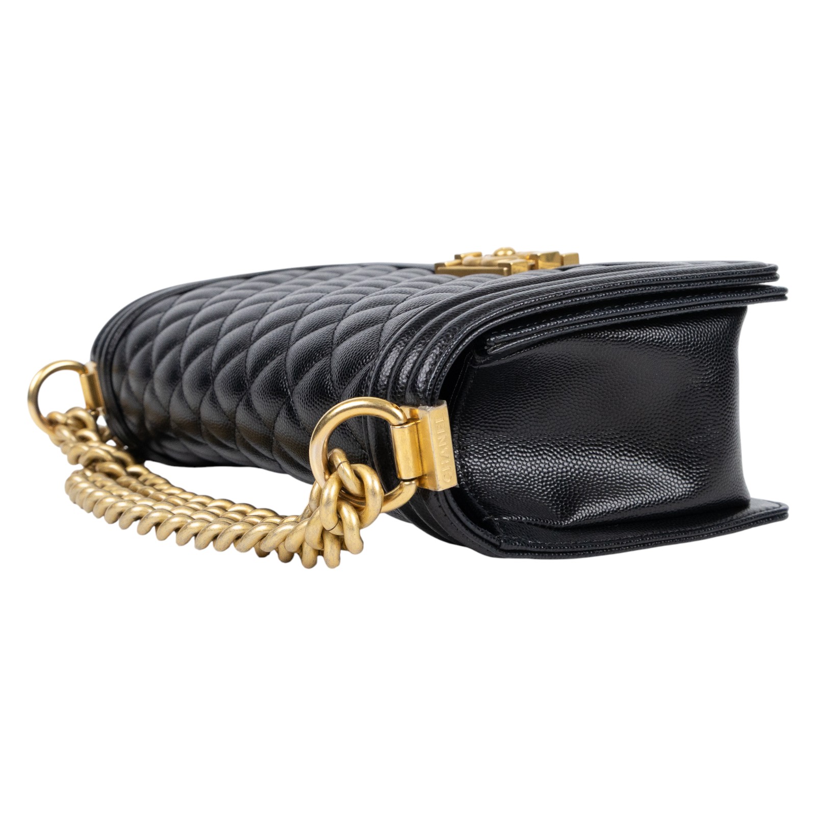 香奈兒 CHANEL Boy 25 口蓋包 A67086 晶片款 黑荔枝金扣BOY25 原廠盒子防塵袋