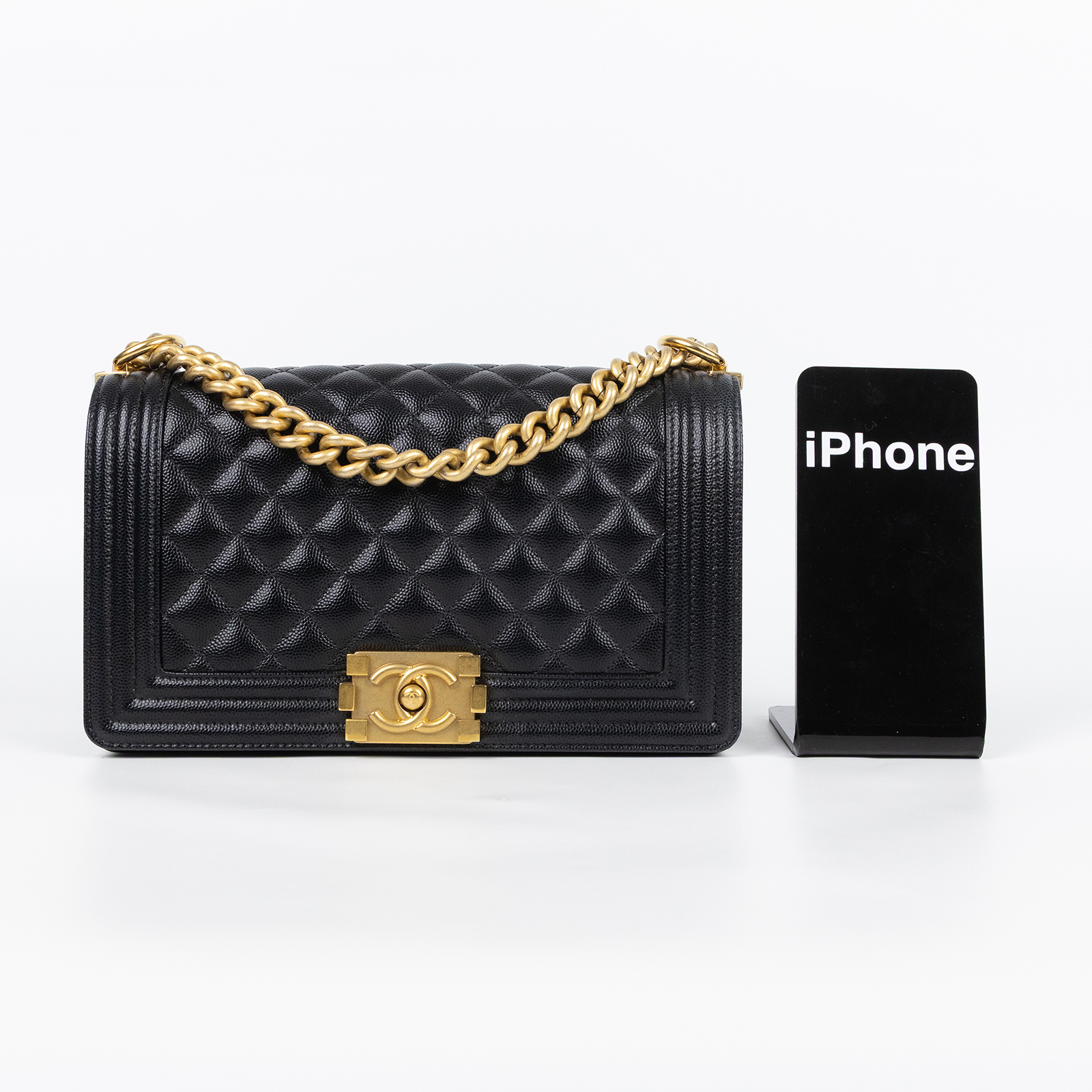 香奈兒 CHANEL Boy 25 口蓋包 A67086 晶片款 黑荔枝金扣BOY25 原廠盒子防塵袋