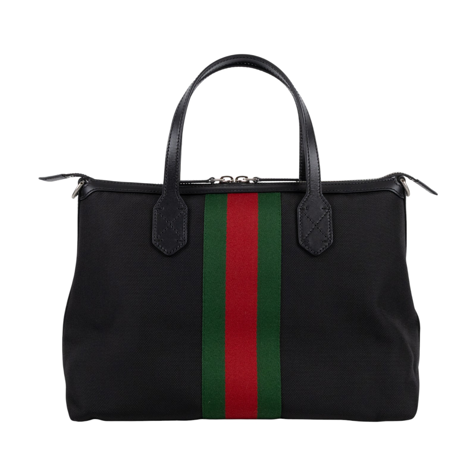 古馳 GUCCI 紅綠織帶 手提包 肩背包 630923 KWT7N 黑帆布2WAY包 防塵袋/購買證明/背帶
