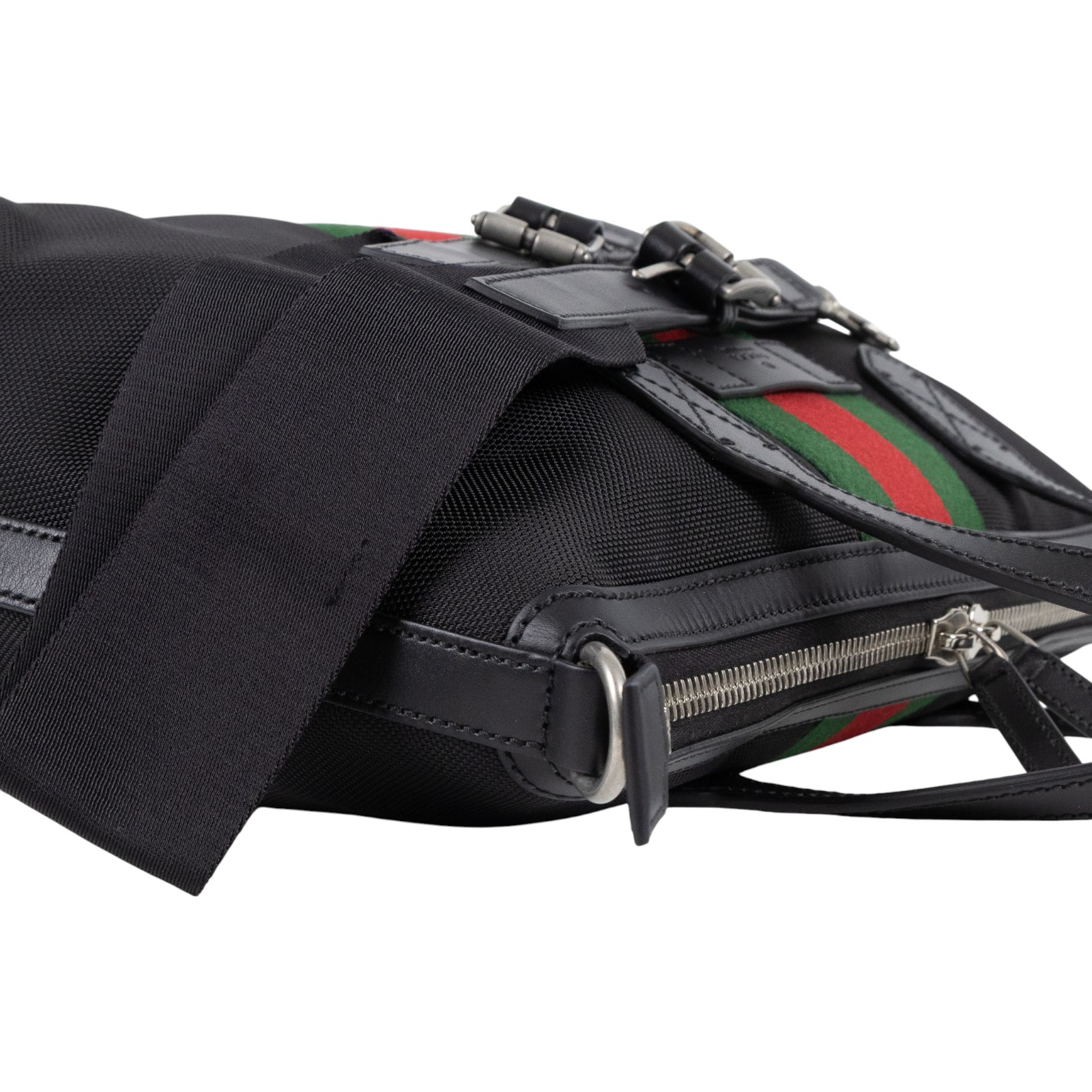 古馳 GUCCI 紅綠織帶 手提包 肩背包 630923 KWT7N 黑帆布2WAY包 防塵袋/購買證明/背帶