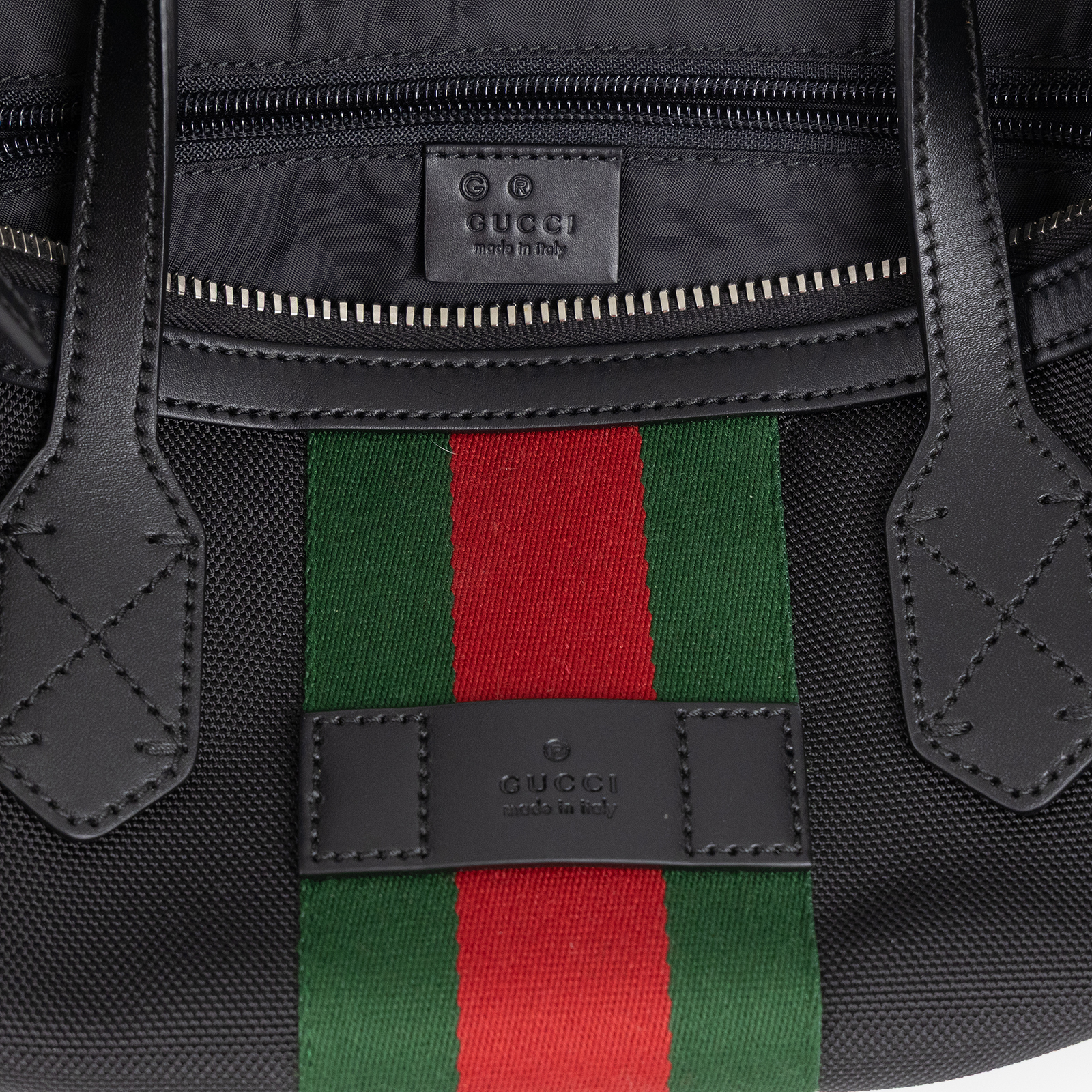 古馳 GUCCI 紅綠織帶 手提包 肩背包 630923 KWT7N 黑帆布2WAY包 防塵袋/購買證明/背帶