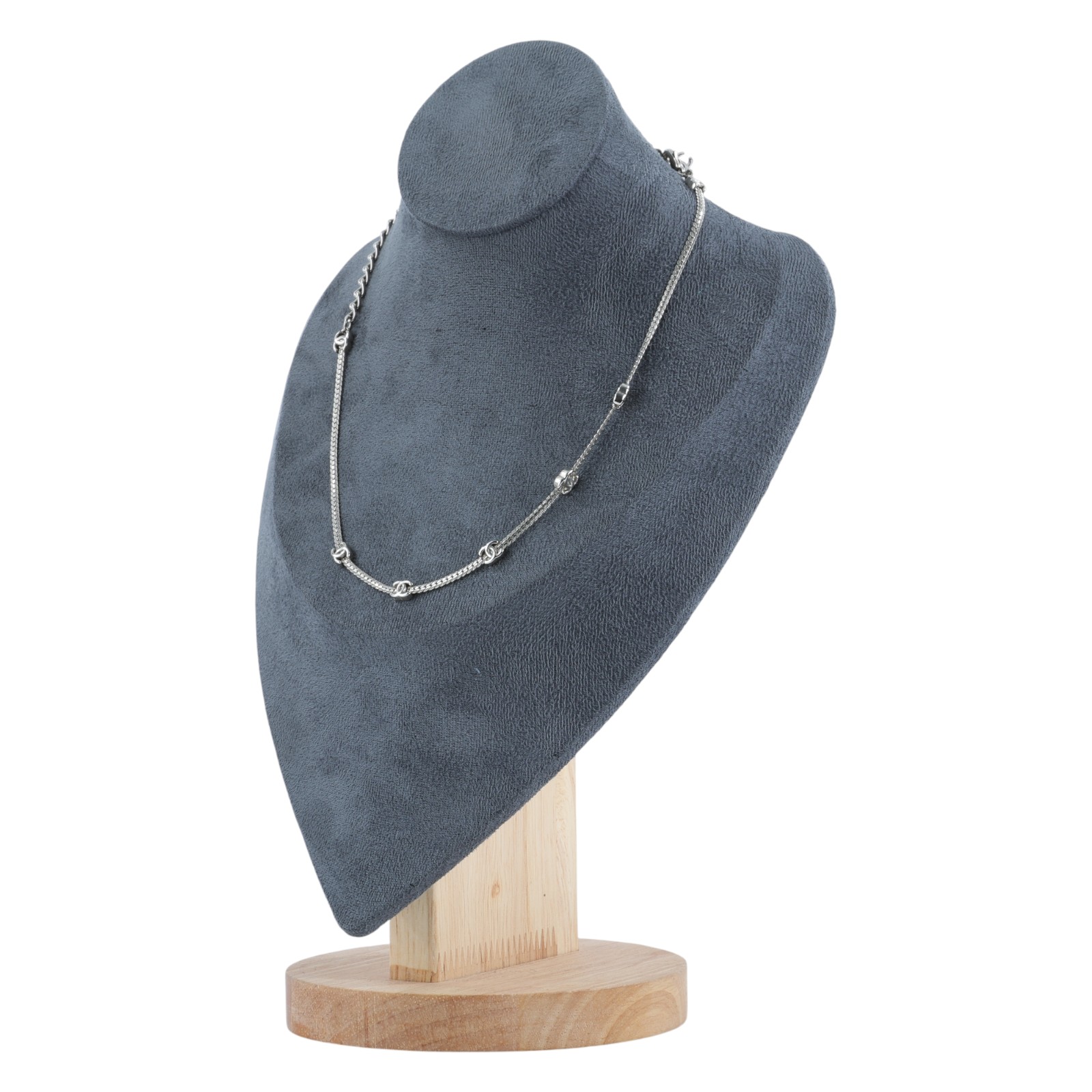 香奈兒 CHANEL CC LOGO choker 項鍊 ABE255 B18058ABE255/A24B 銀色7P LOGO項鍊 原廠盒子/購買證明影本