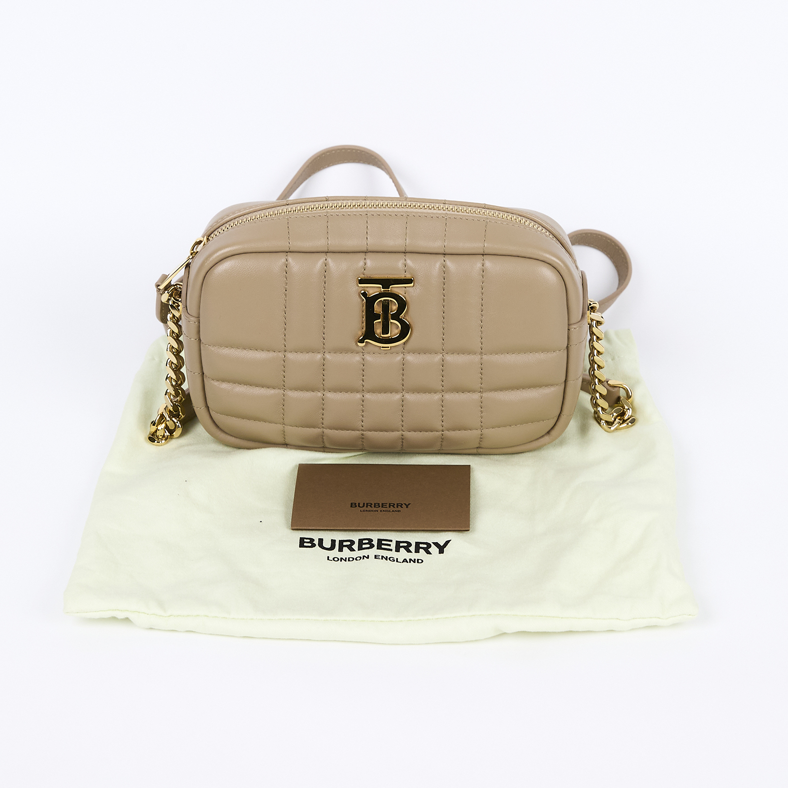 博柏利 BURBERRY 菱格絎縫  肩背包 斜背包 8063025 膚MINI LOLA相機包 防塵袋