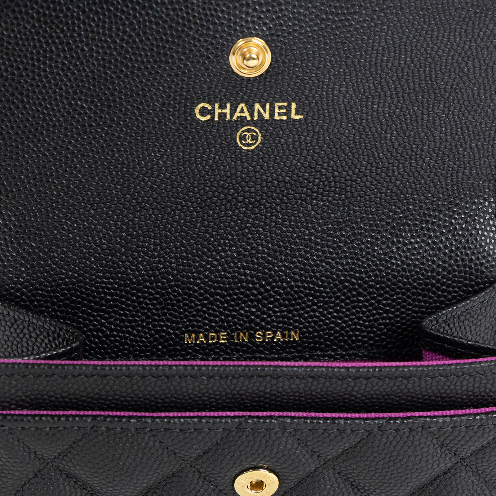 香奈兒 CHANEL 菱格 口蓋 卡夾 AP3523 晶片款 黑荔枝金雙C卡包 原廠盒子/防塵袋