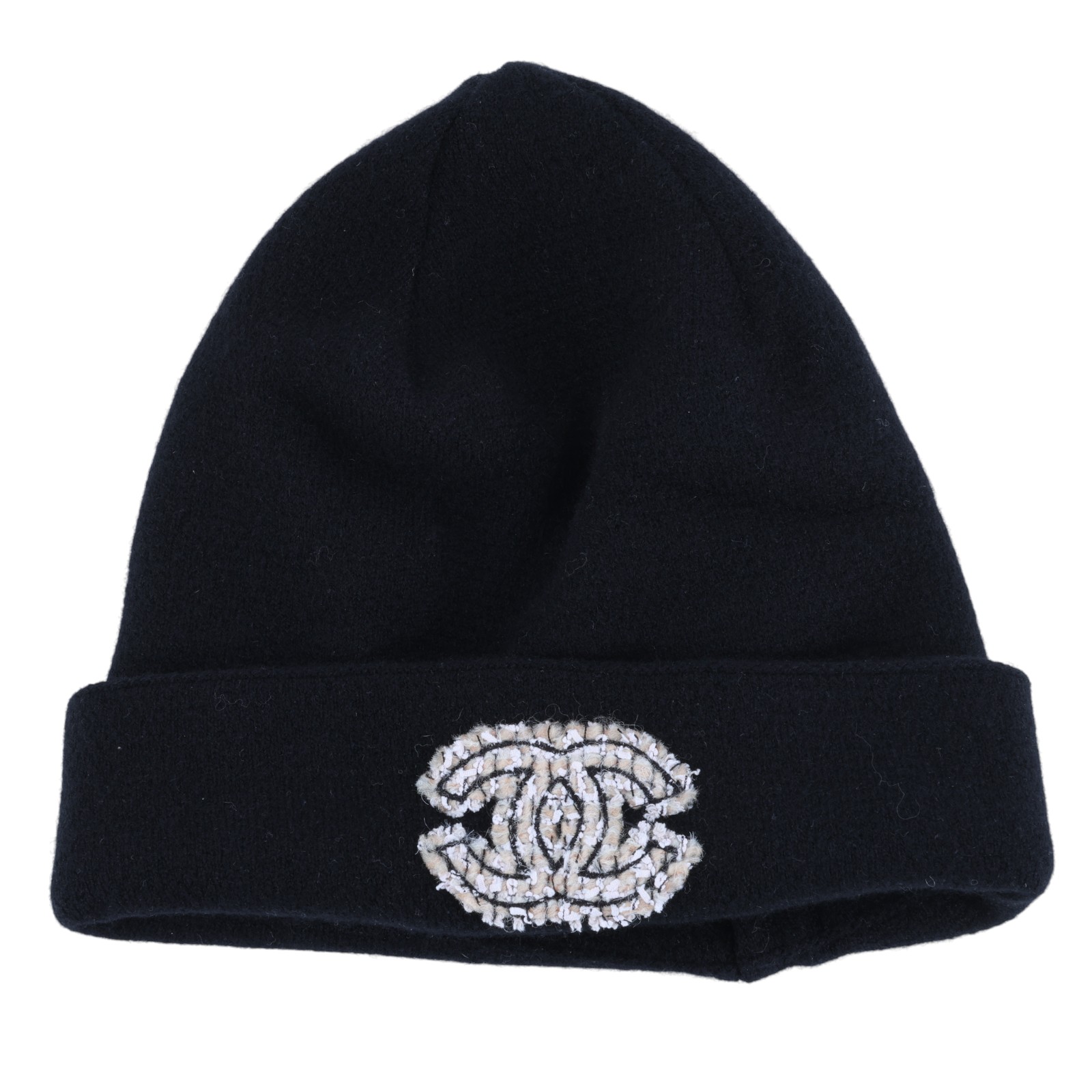 香奈兒 CHANEL CC LOGO Cloche 毛帽 針織帽 帽子 AA8630 B09336 黑毛帽 影印購買證明