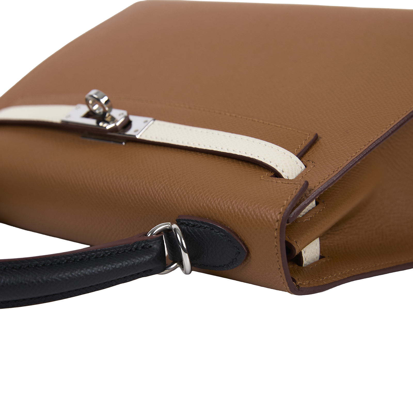 愛馬仕 Hermes Kelly Bag 凱莉包 25 KL25 B刻 金棕銀扣拚色KELLY 25 B刻 防塵袋/鎖組/背帶