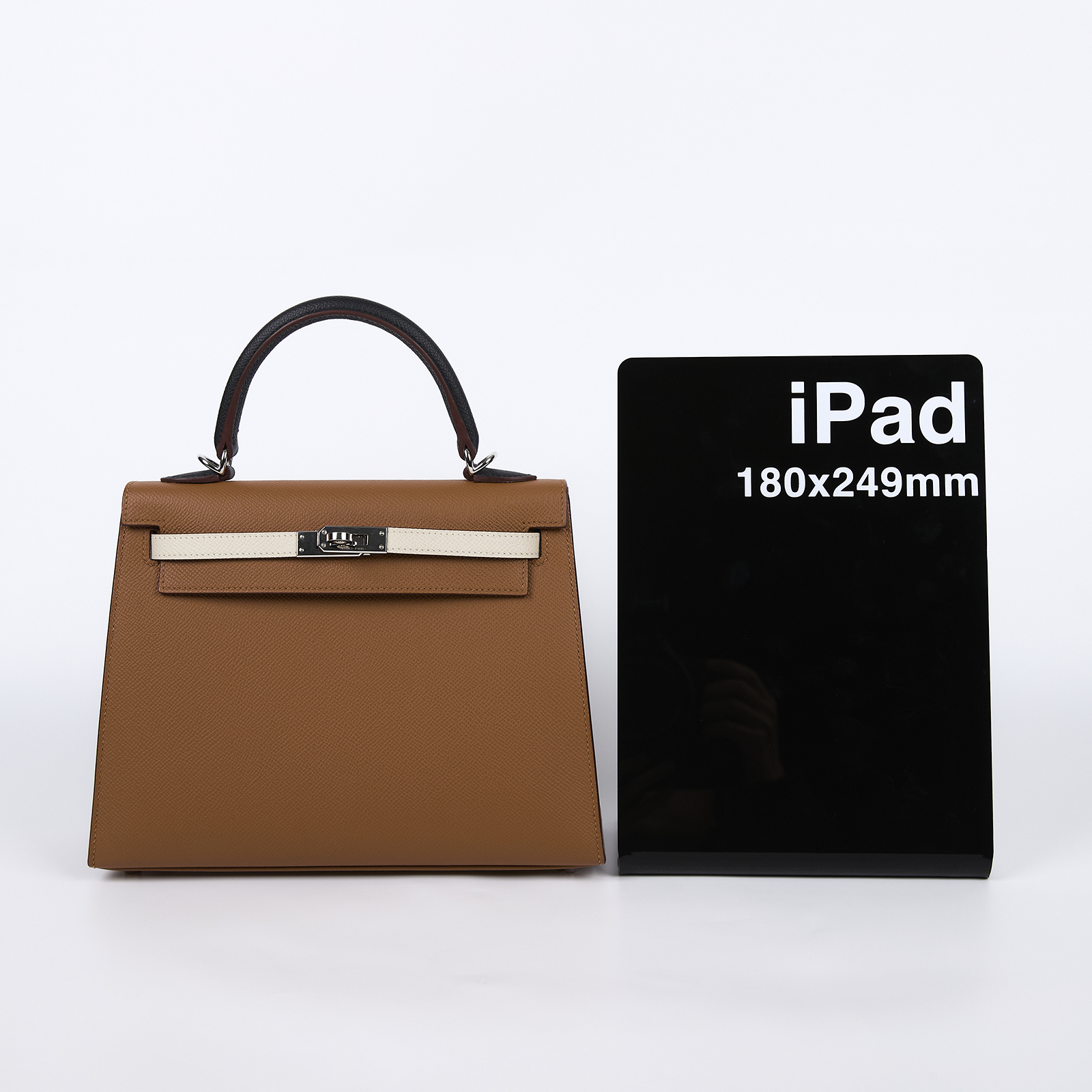 愛馬仕 Hermes Kelly Bag 凱莉包 25 KL25 B刻 金棕銀扣拚色KELLY 25 B刻 防塵袋/鎖組/背帶