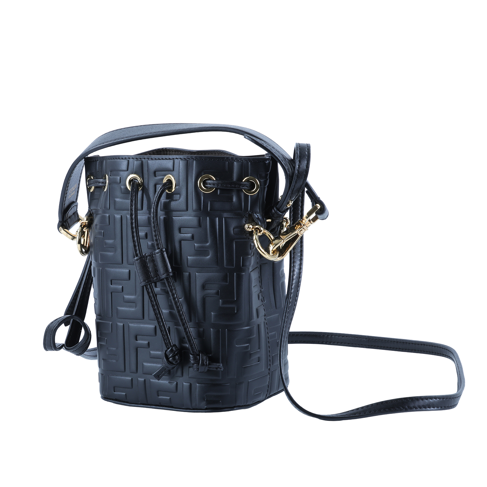 芬迪 FENDI Mon Tresor 皮革 迷你 手袋 8BS010A3ZG 黑FF水桶包MINI 防塵袋