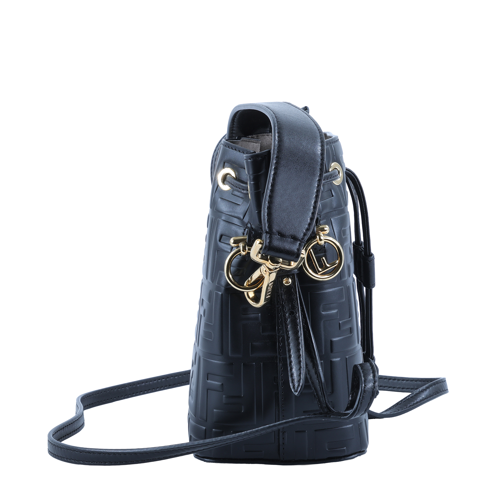 芬迪 FENDI Mon Tresor 皮革 迷你 手袋 8BS010A3ZG 黑FF水桶包MINI 防塵袋