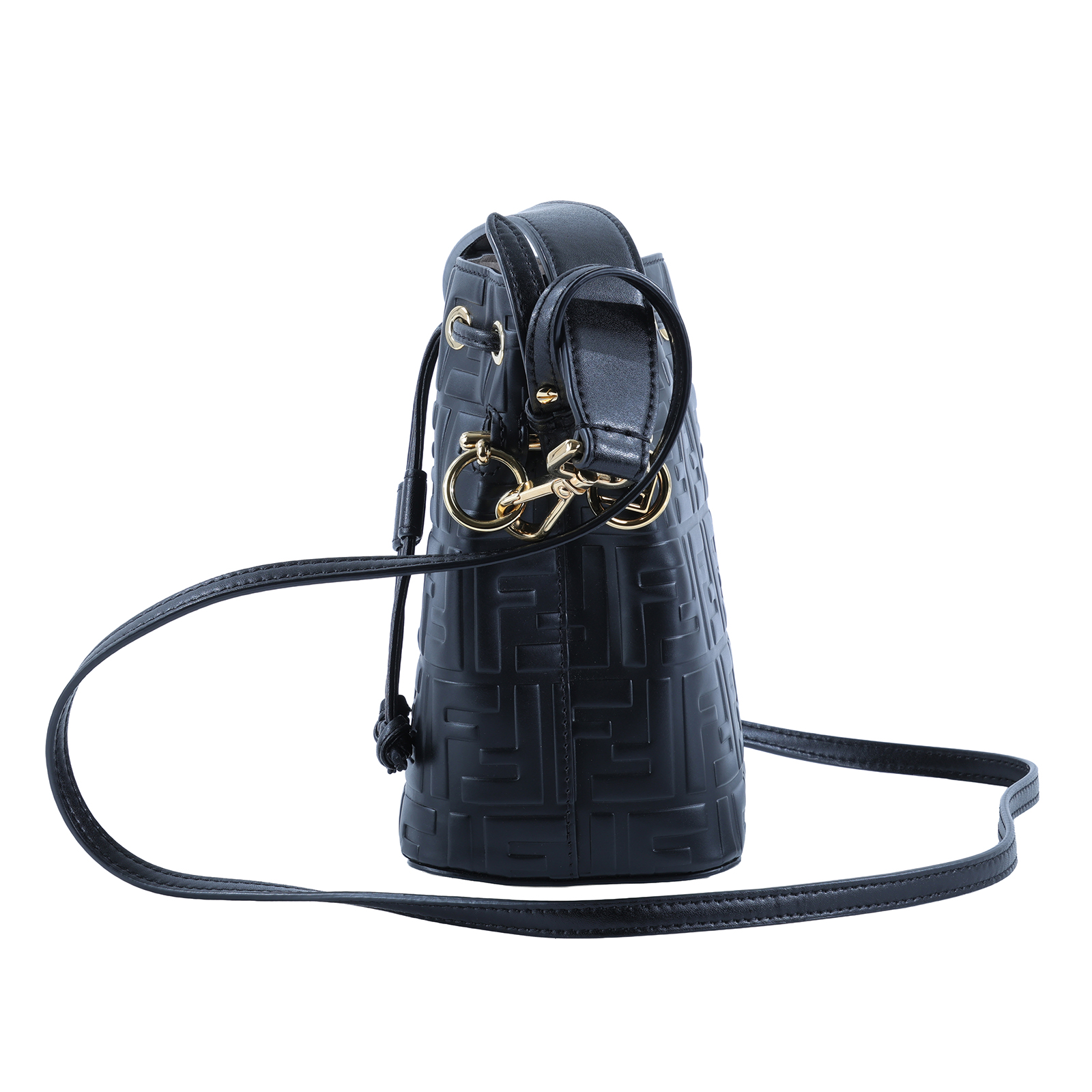 芬迪 FENDI Mon Tresor 皮革 迷你 手袋 8BS010A3ZG 黑FF水桶包MINI 防塵袋