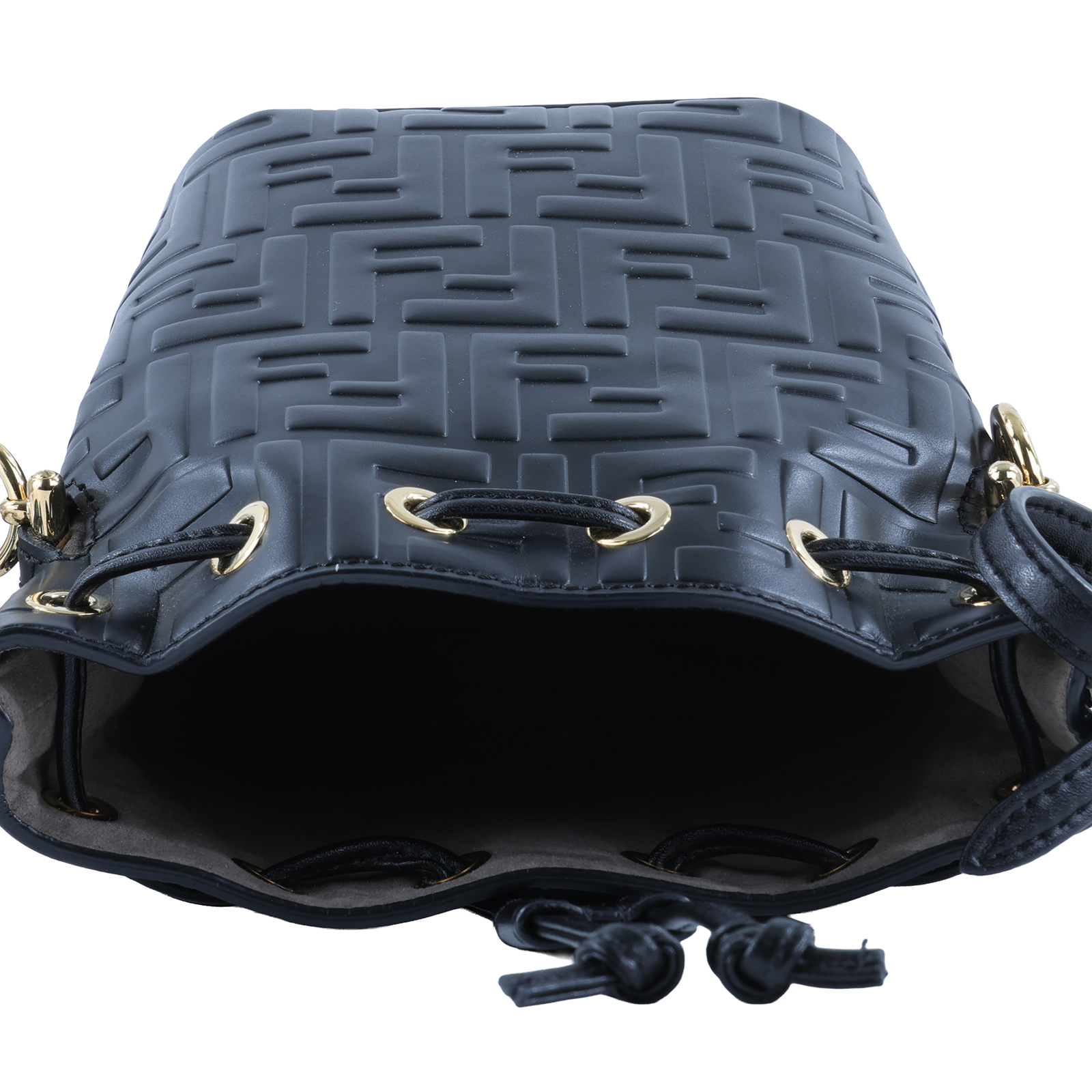 芬迪 FENDI Mon Tresor 皮革 迷你 手袋 8BS010A3ZG 黑FF水桶包MINI 防塵袋