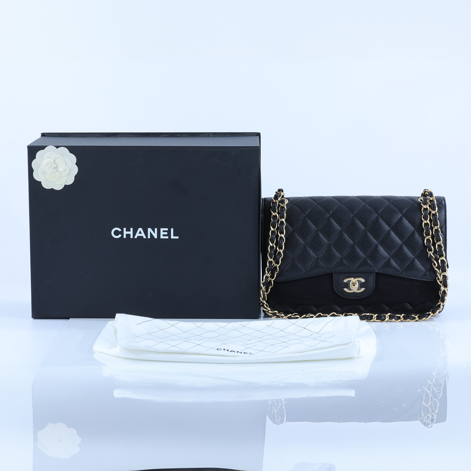 香奈兒 CHANEL CF 經典 大型 口蓋包 A58600 晶片款 黑金荔枝COCO30 原廠盒子/防塵袋