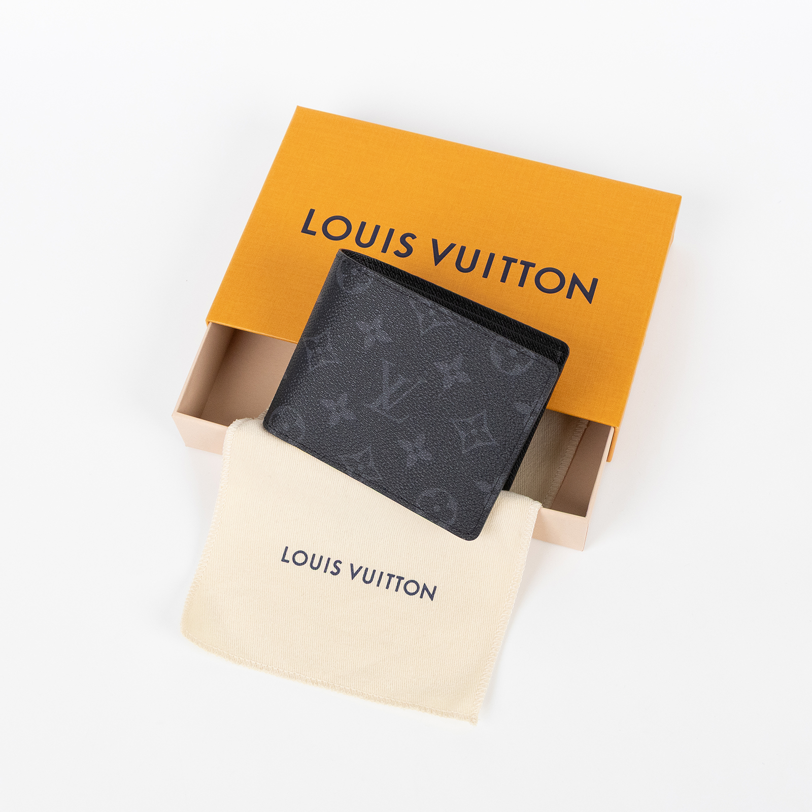 路易威登 LOUIS VUITTON Multiple Eclipse帆布 錢包 短夾 M61695 晶片款 黑原花二折短夾 防塵袋/原廠盒子