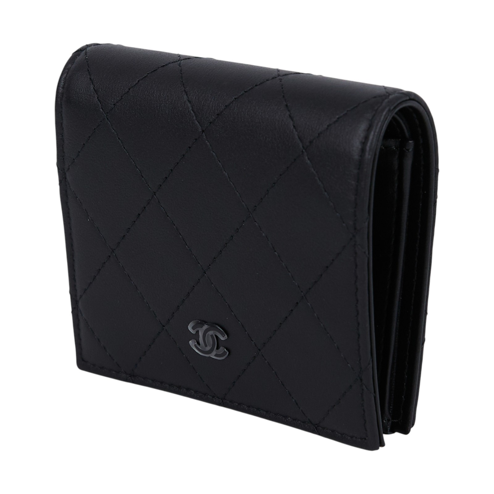 香奈兒 CHANEL CC LOGO SO BLACK 短夾 錢包 AP3817 晶片款 SO BLACK 牛皮對折短夾 原廠盒子/防塵袋